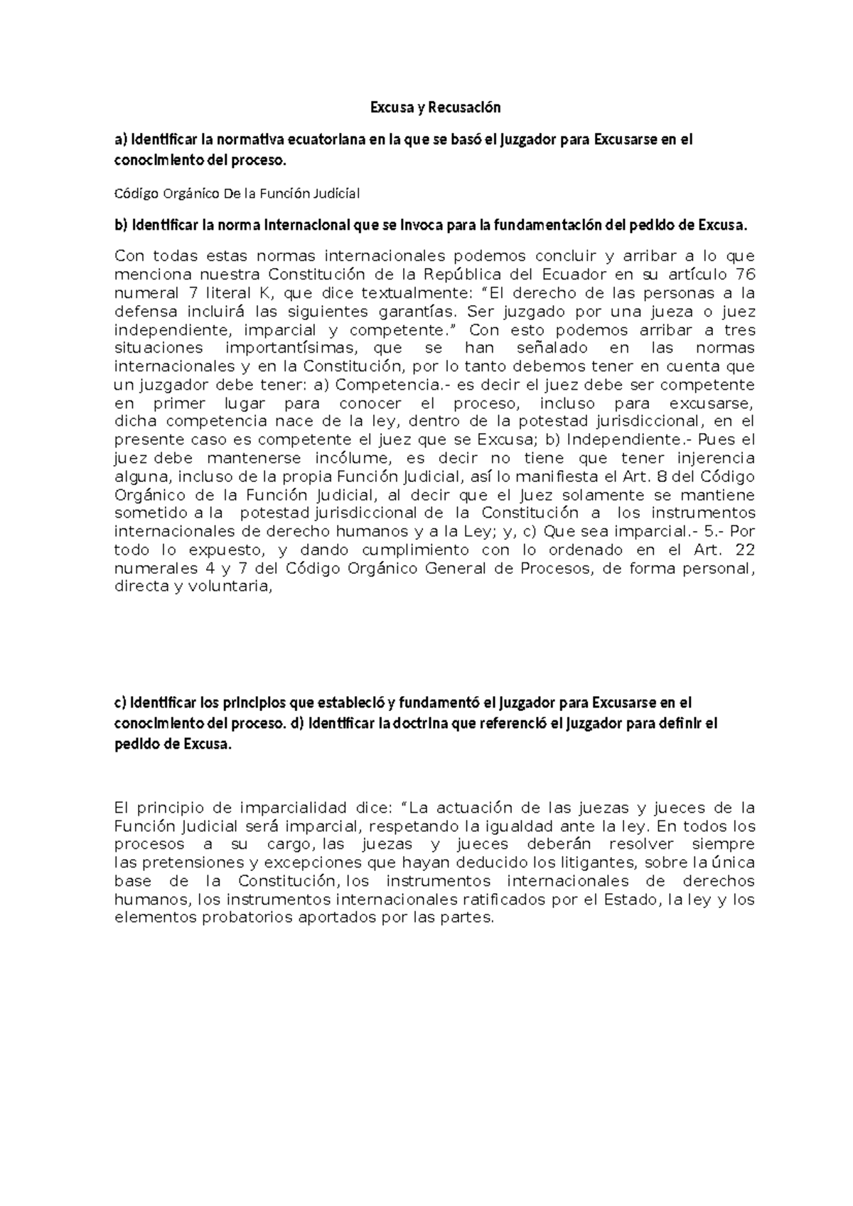 Excusa Y Recusación - Derecho Procesal General - Excusa Y Recusación A ...