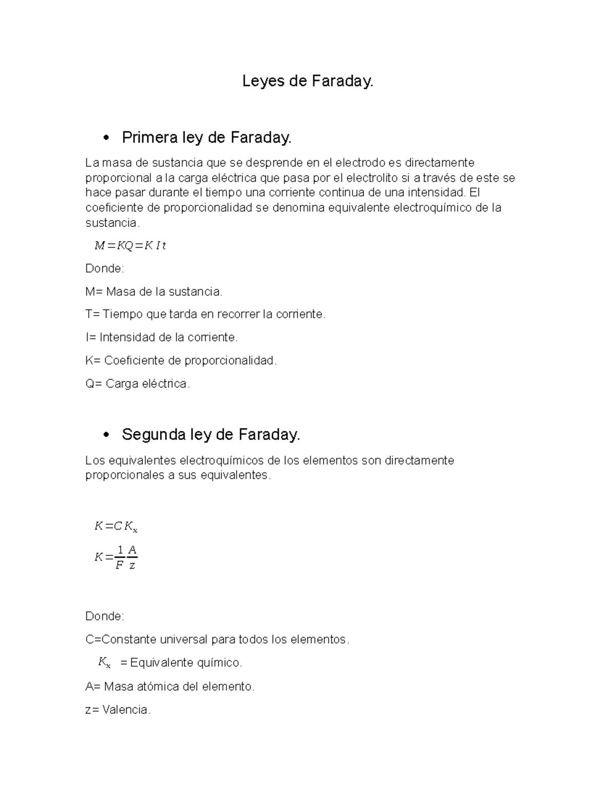 Resumen De Las Tres Leyes De Faraday Leyes De Faraday Primera Ley De Faraday La Masa De 7309