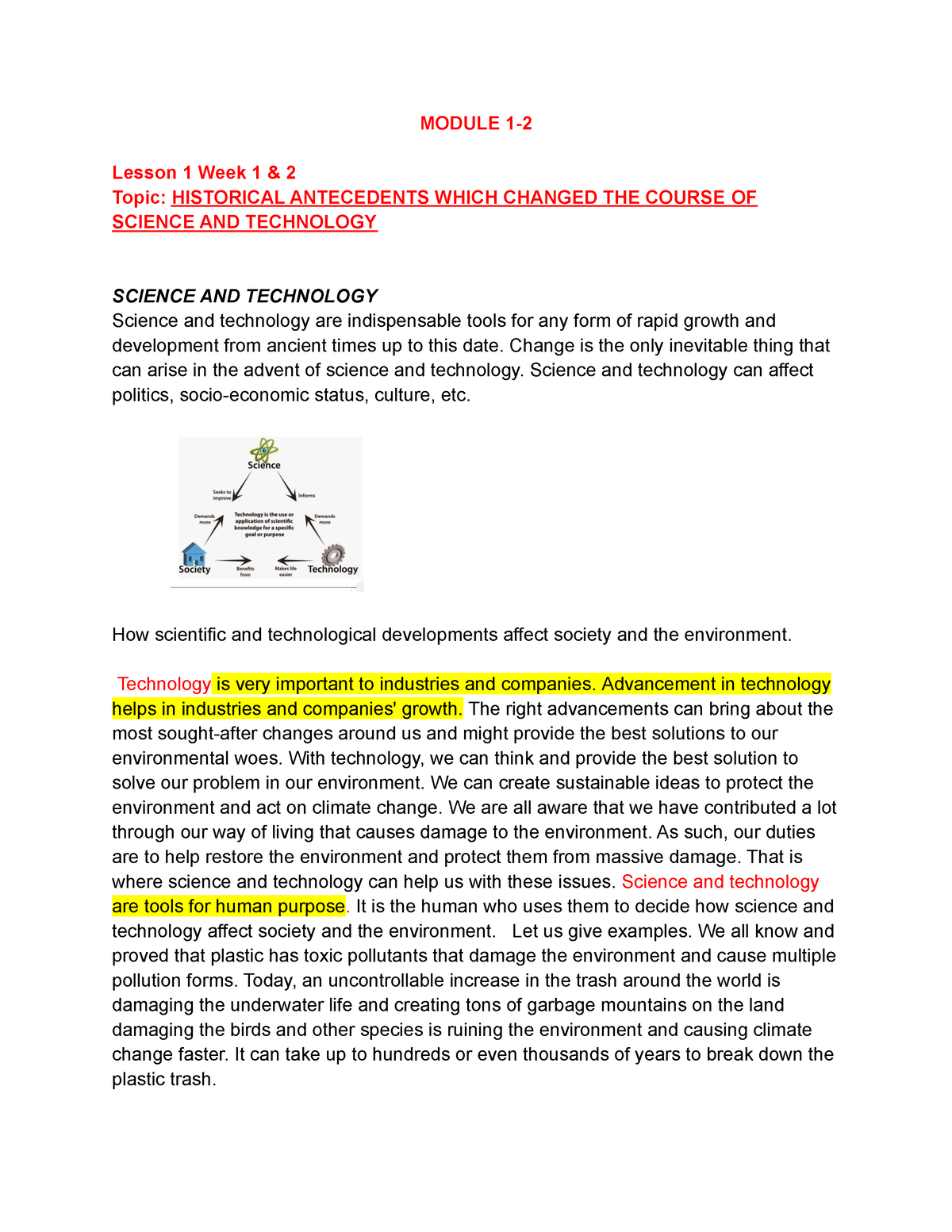 STS- Reviewer - ADC - MODULE 1- Lesson 1 Week 1 & 2 Topic: HISTORICAL ...