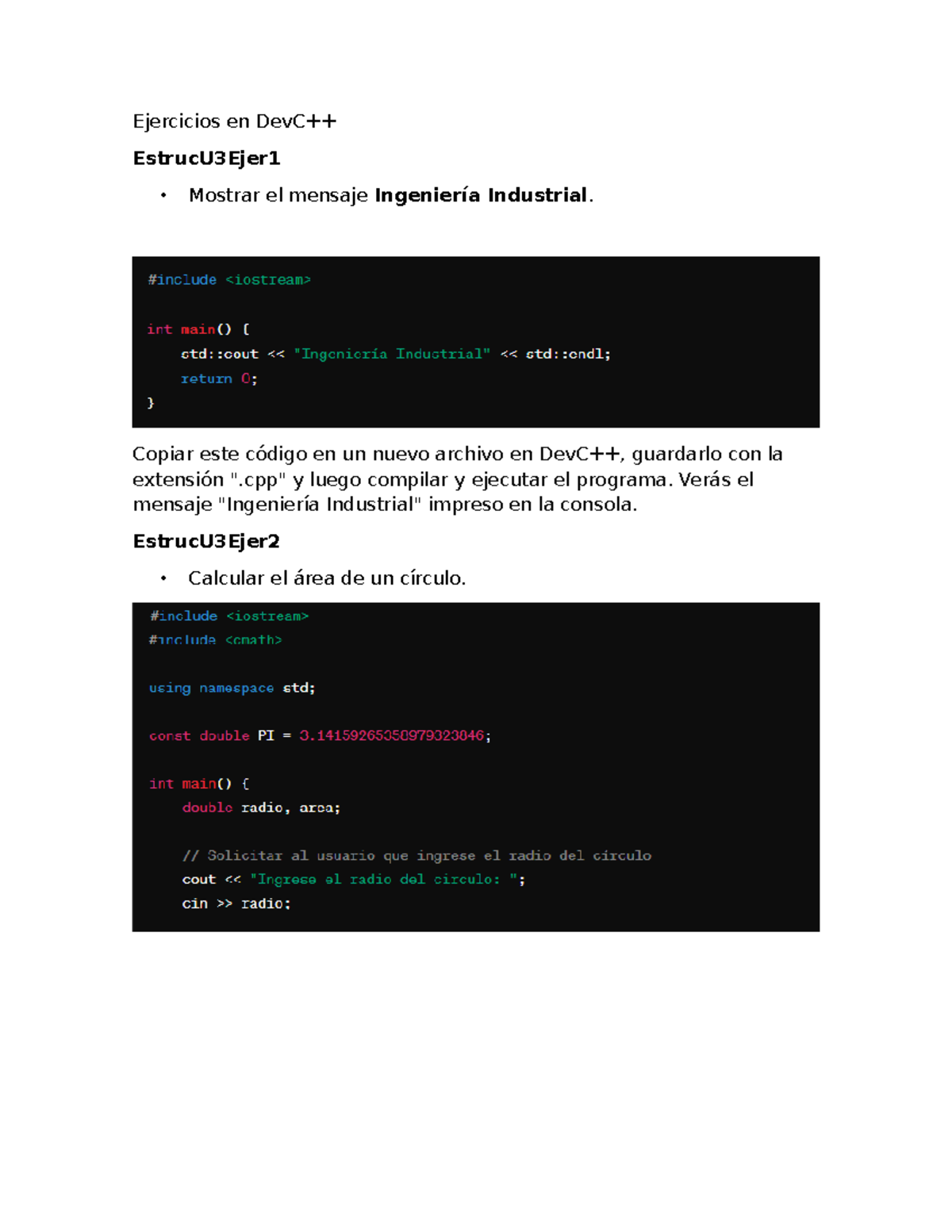 Ejercicios en Dev C - Ejercicios en DevC++ EstrucU3Ejer - Mostrar el ...