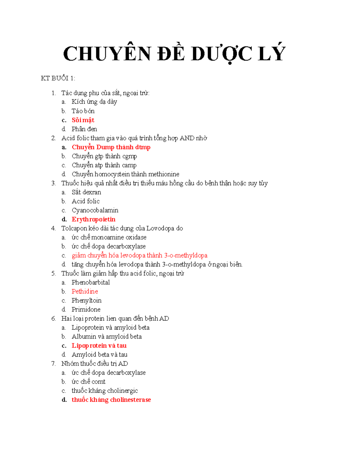 Cddlbeo 2 - dfdfdf - CHUYÊN ĐỀ DƯỢC LÝ KT BUỔI 1: 1. Tác dụng phụ của ...