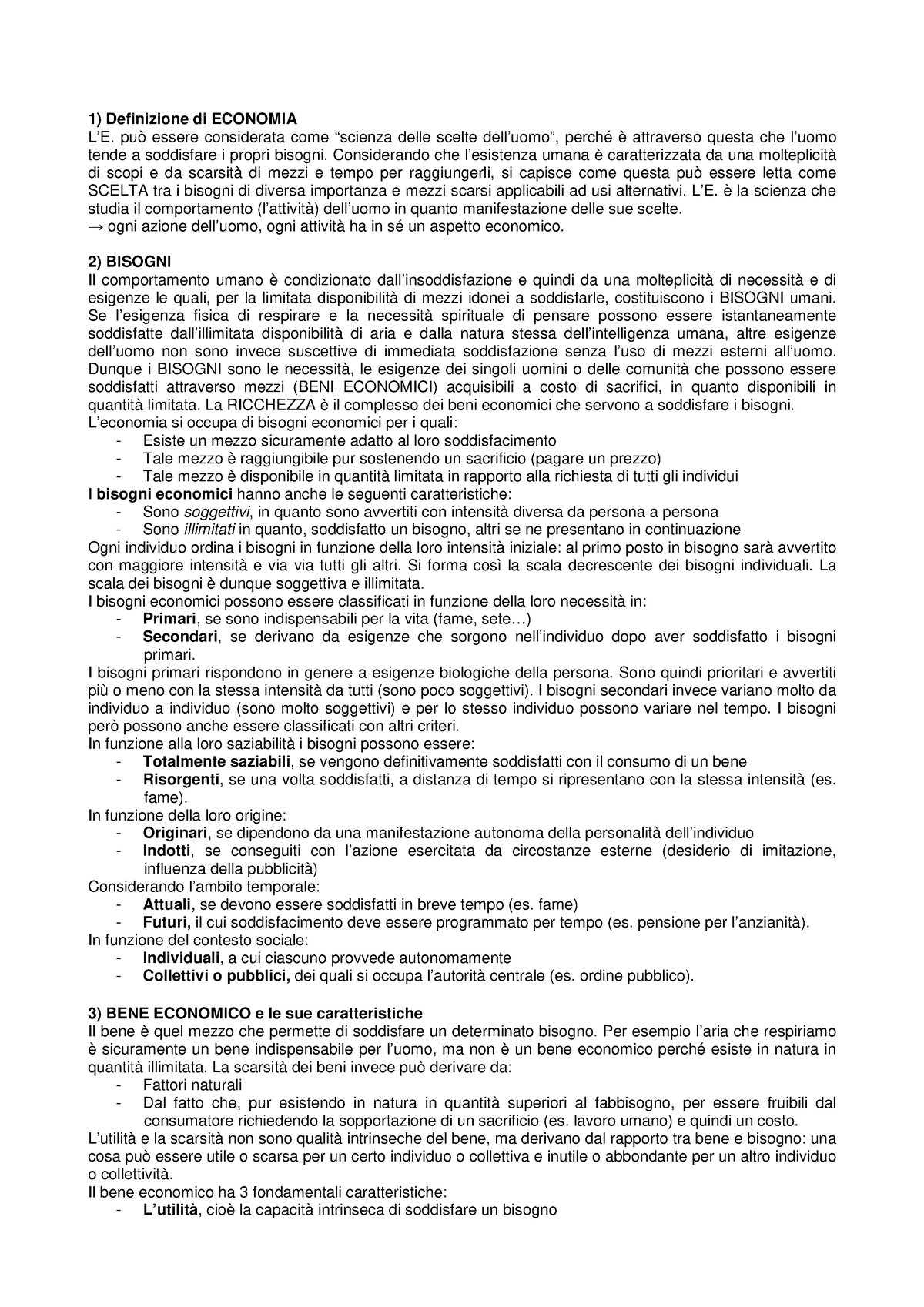 Riassunto Estimo Campo - Definizione Di ECONOMIA L’E. Può Essere ...