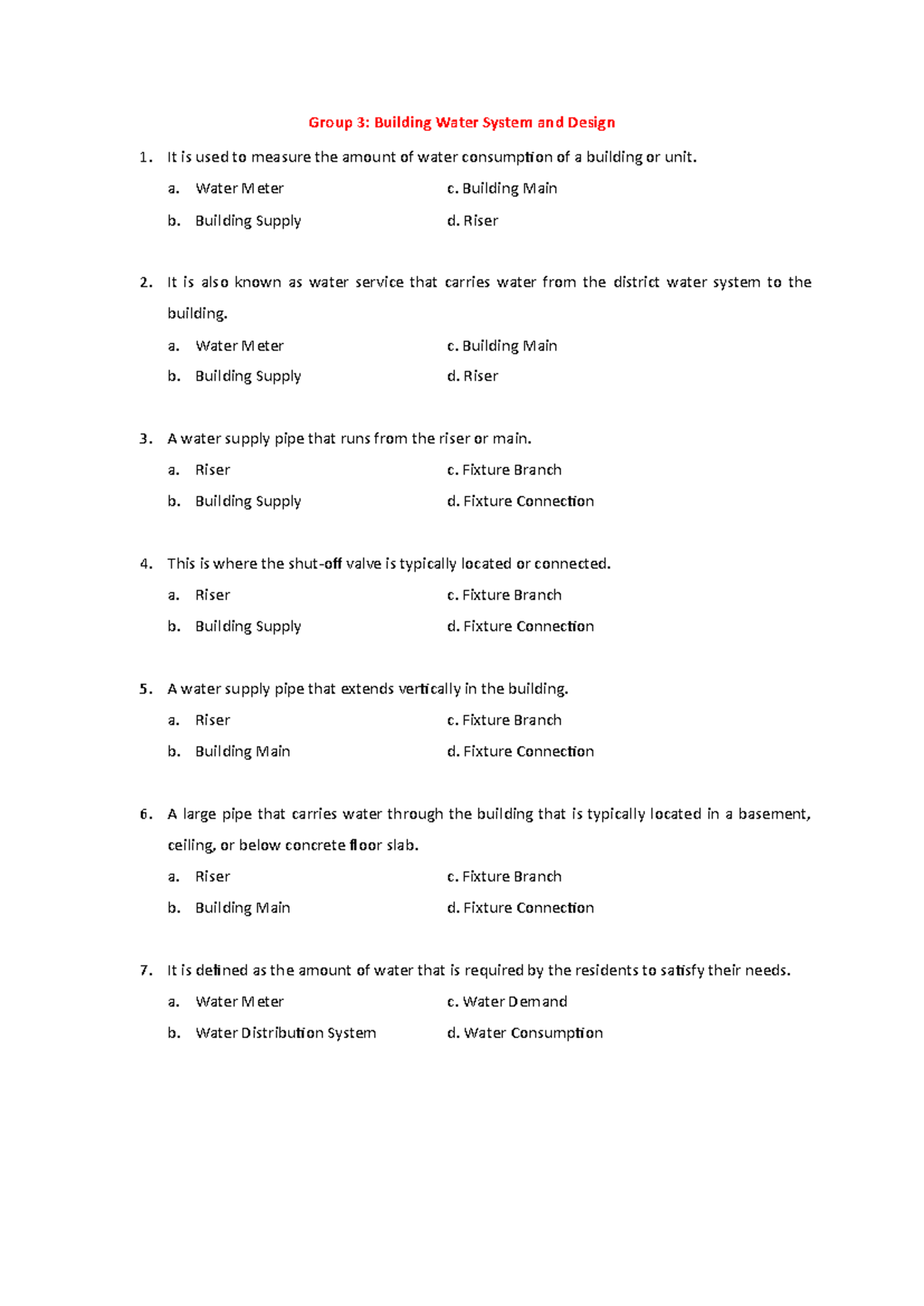 Group 3 Building Water System and Design - Group 3: Building Water ...