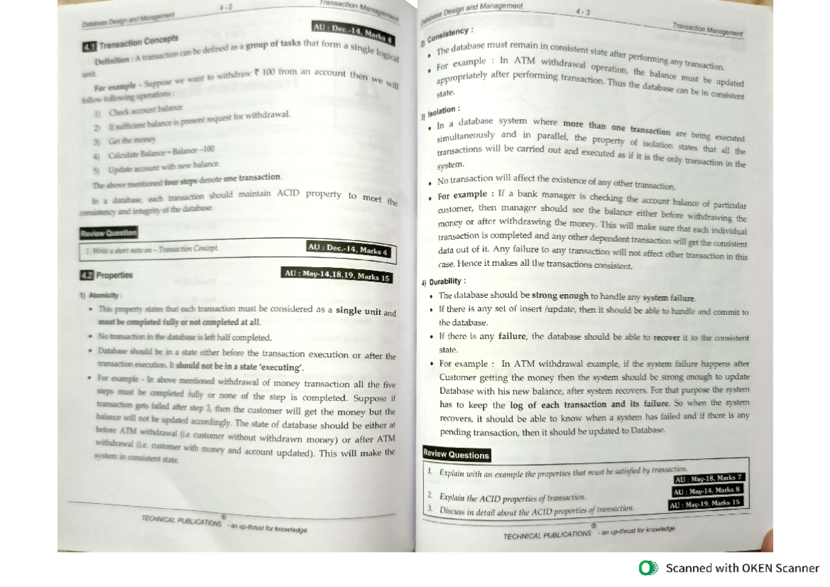 DDM UNIT 4 - Ddm textbook - and Management and Database AU Transaction ...