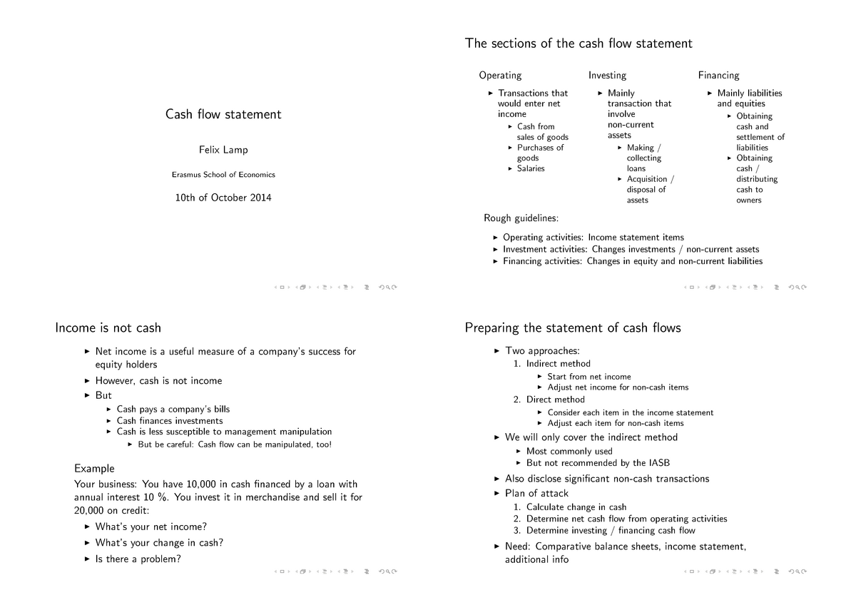 Accounting Cash Flow Statement The Sections Of The Cash Flow Statement Operating I Cash Flow