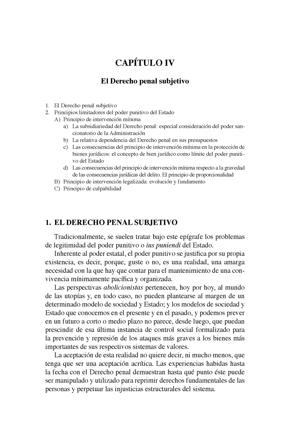 Derecho Penal Parte CAP IV - CAPÕTULO IV El Derecho Penal Subjetivo El ...