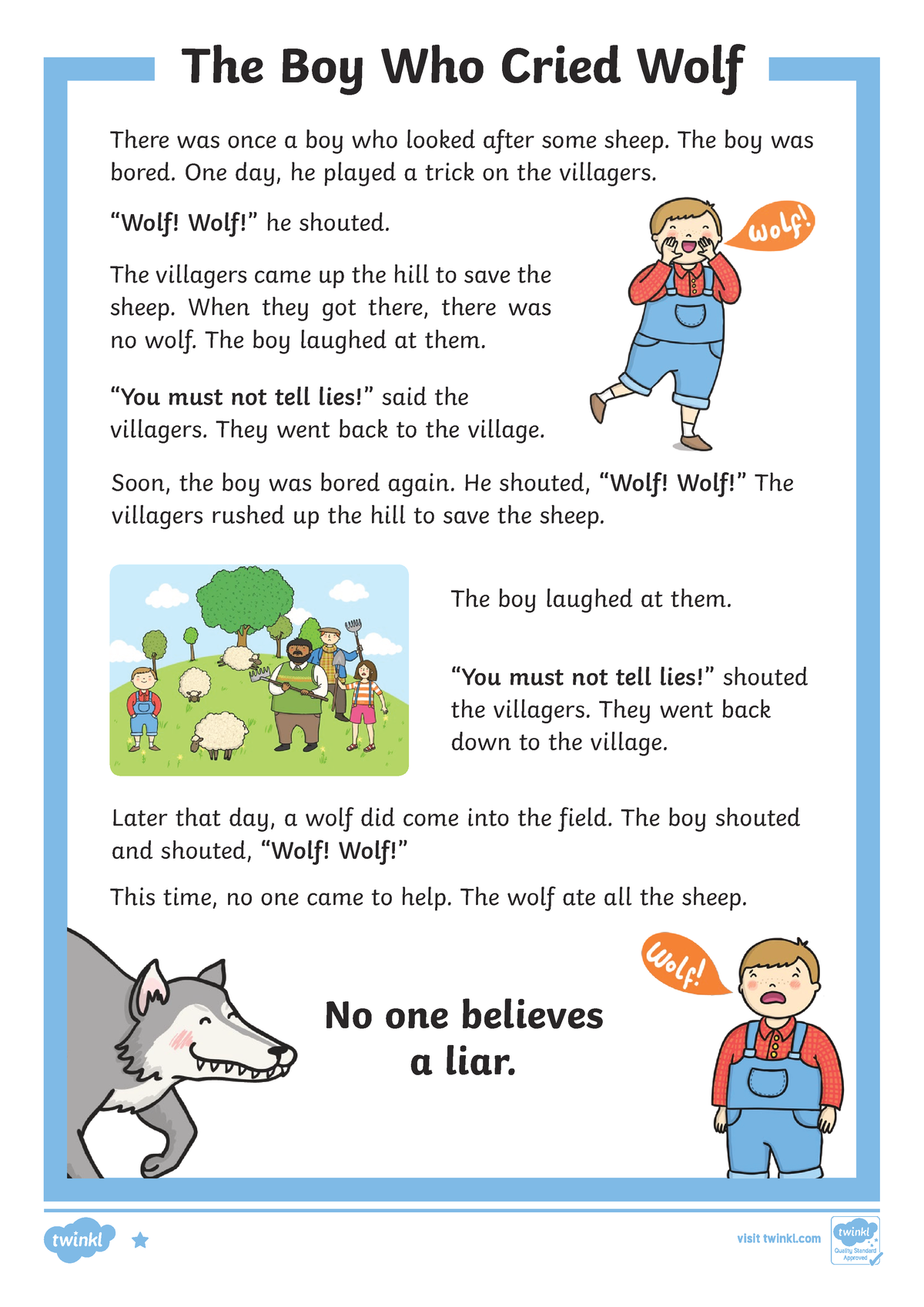 The boy who cried wolf story - The Boy Who Cried Wolf There was once a ...