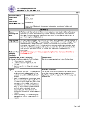 Topic 6 Benchmark Creating a Standards-Based Lesson Plan (1) - Grade 8 ...