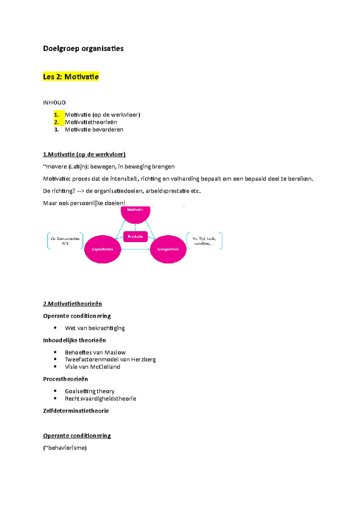 Doelgroep Organisaties Les 2 - Motivatie - Doelgroep Organisaties Les 2 ...