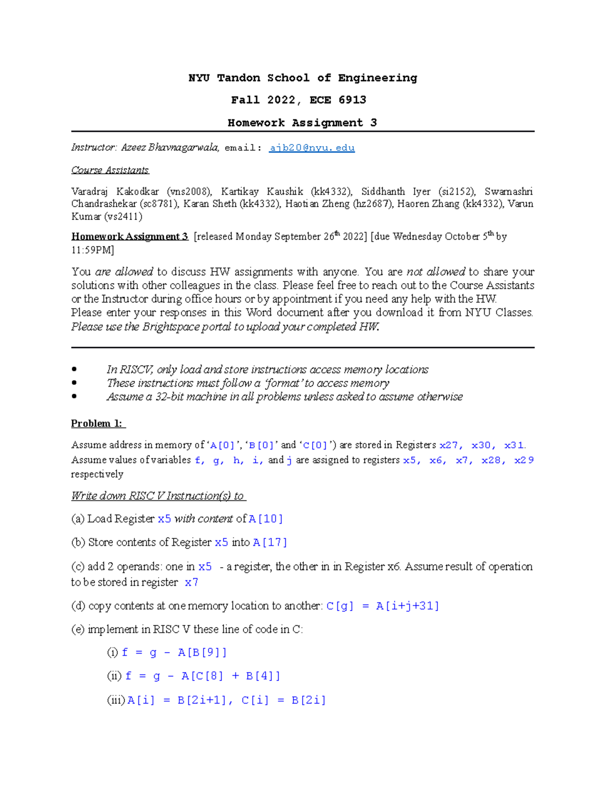 HW 3 ECE 6913 - Hw2 - NYU Tandon School Of Engineering Fall 2022, ECE ...