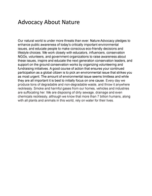 advocacy examples about nature