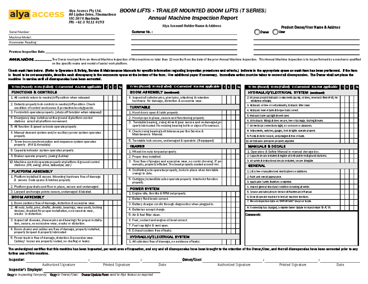 Form 3 - OOPs concept - BOOM LIFTS - TRAILER MOUNTED BOOM LIFTS (T ...