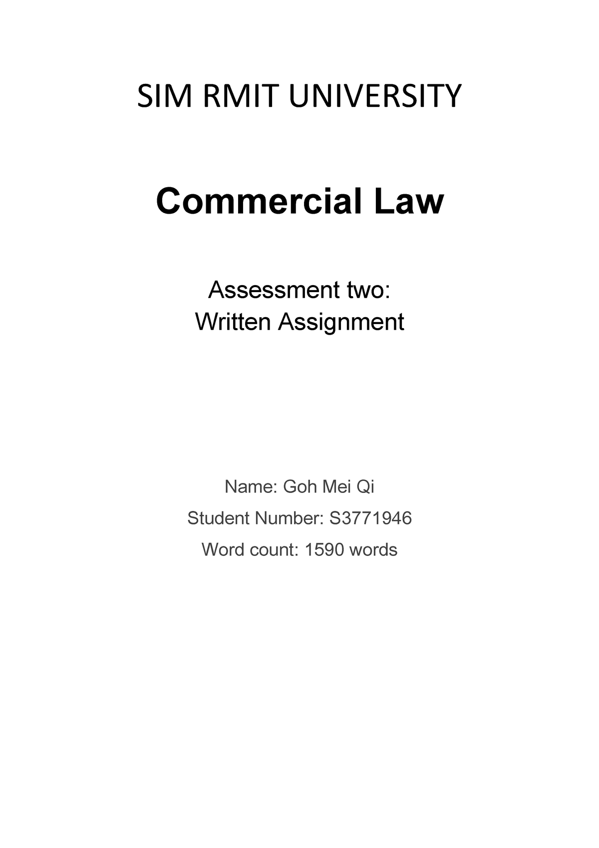 business law rmit assignment 2