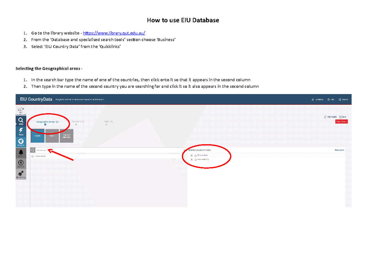 EIU Database Guidelines - How to use EIU Database Go to the library ...