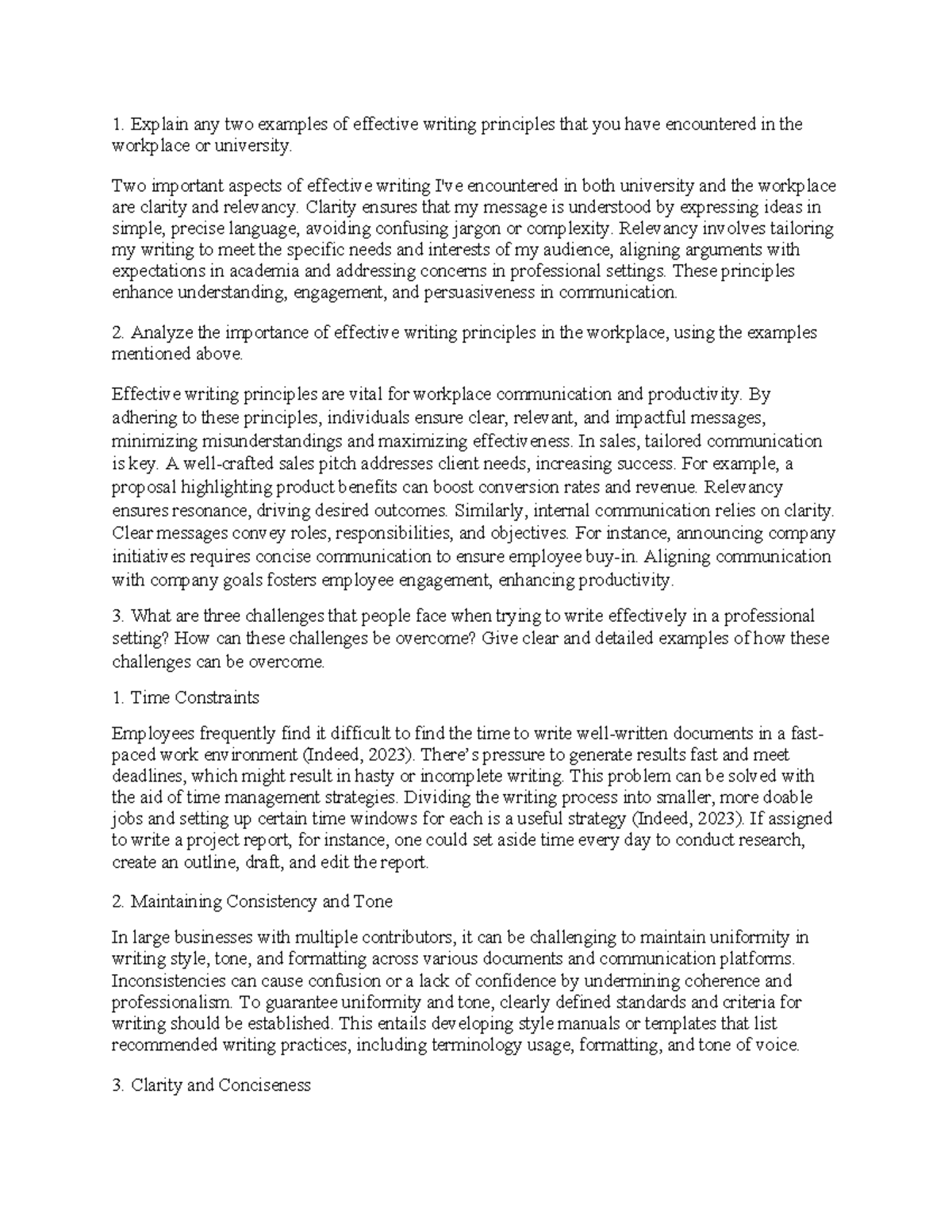 Assignment - Nice - Explain any two examples of effective writing ...