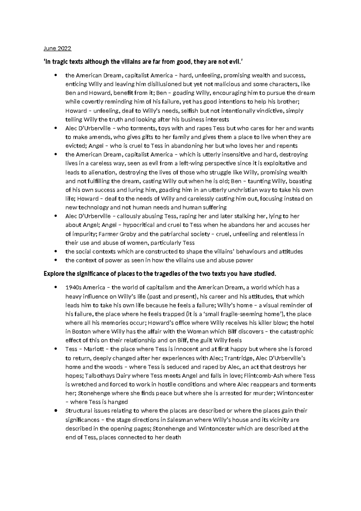 English Past Paper Mark Schemes For Tess And Doas - June 2022 ‘in 