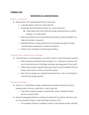 Summarized - Summary Intro to Corporate Finance - Chapter 1 Scorekeeper ...