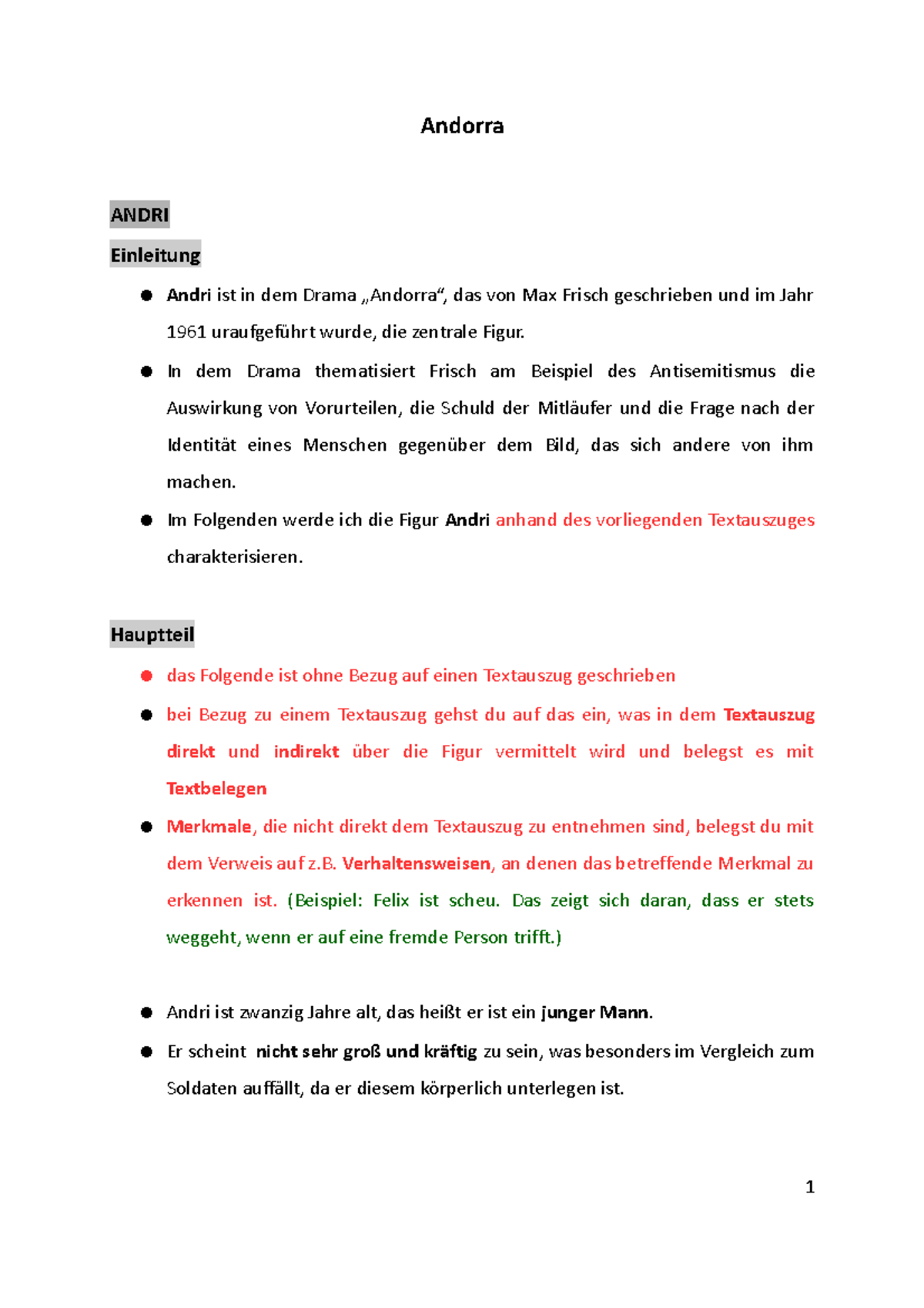 Charakterisierung Von Barblin Andorra Andorra - Charakterisierung Andri - Andorra ANDRI Einleitung Andri ist