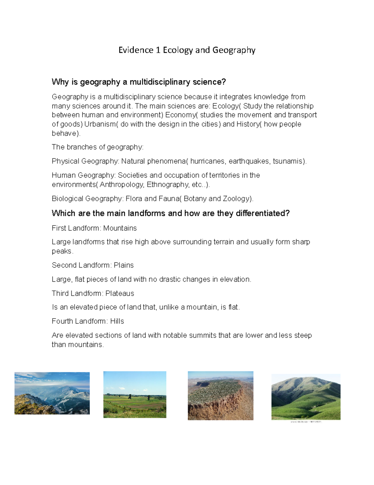 Evidence 1 Ecology and Geography Evidence 1 Ecology and Geography Why