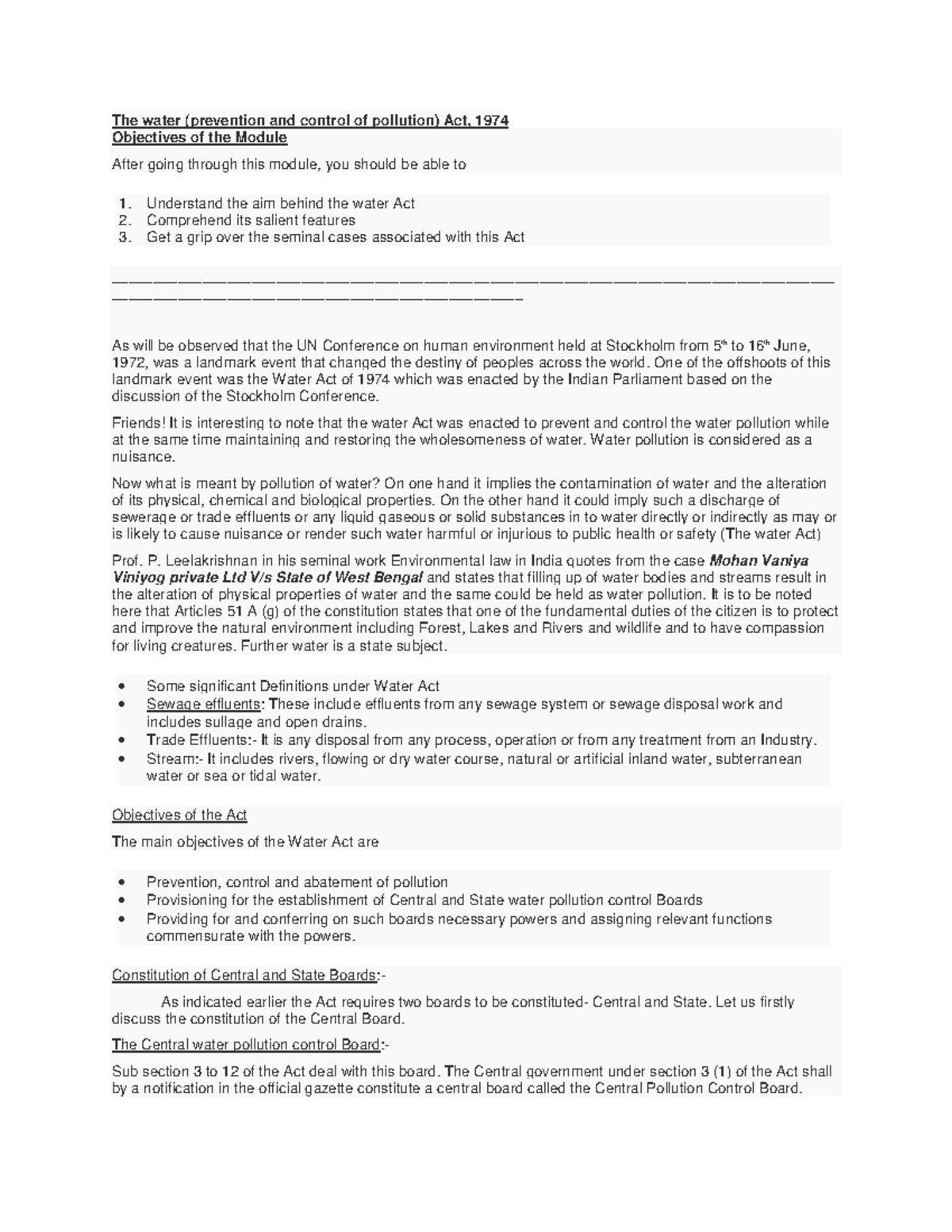 The Water (Prevention and Control of Pollution) Act, 1974 - The water ...