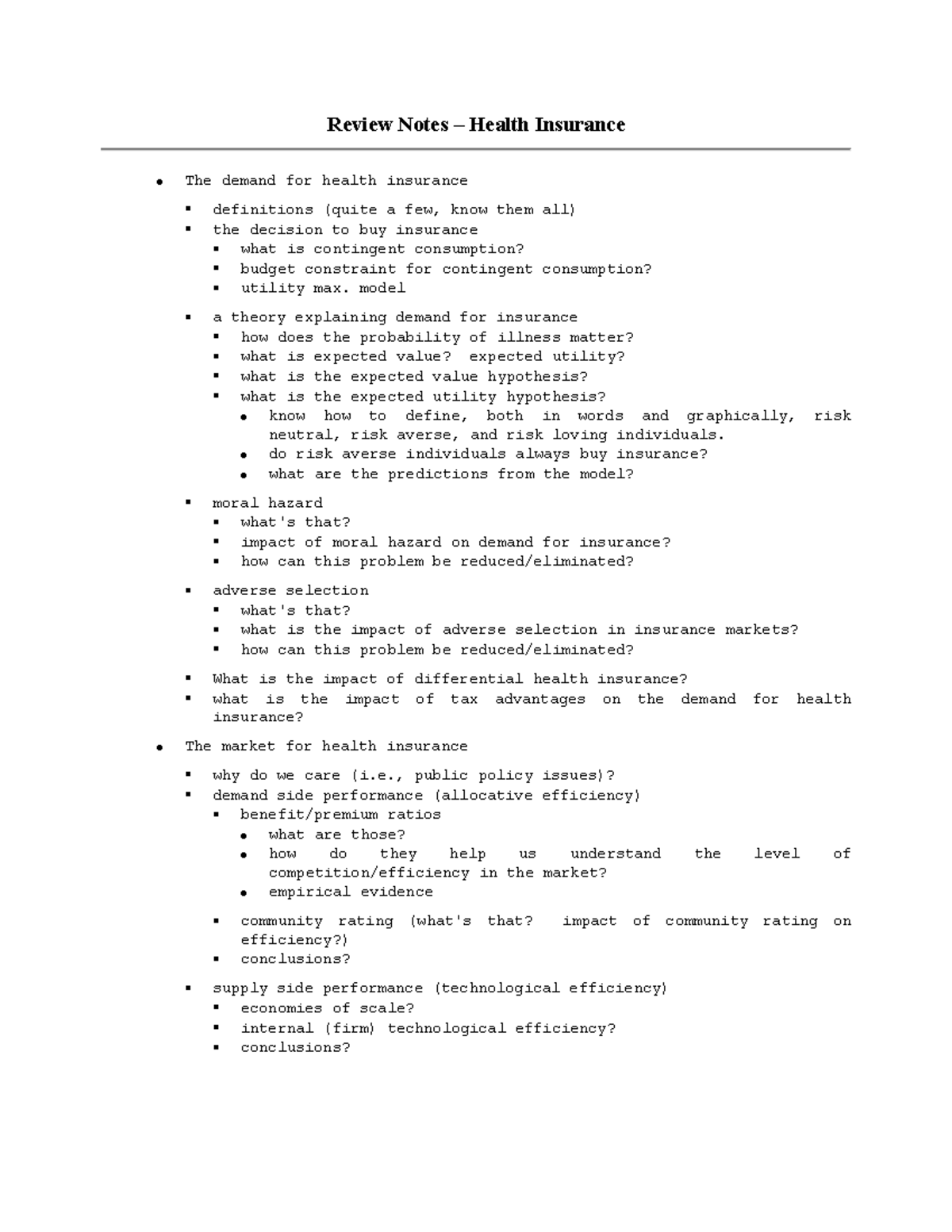Adverse Selection Insurance Definition 7 6pts Adverse