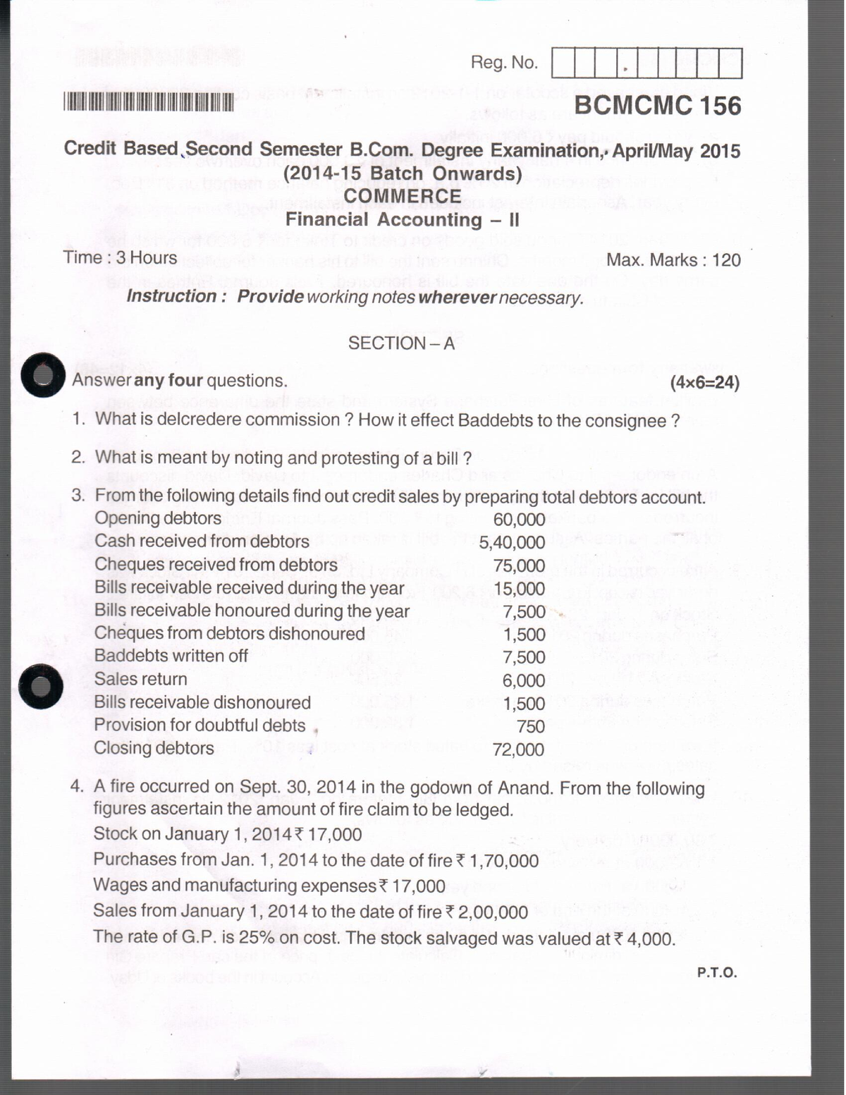 BCOM II Semester Financial Accounting II May 2015 - ENVIRONMENTAL ...