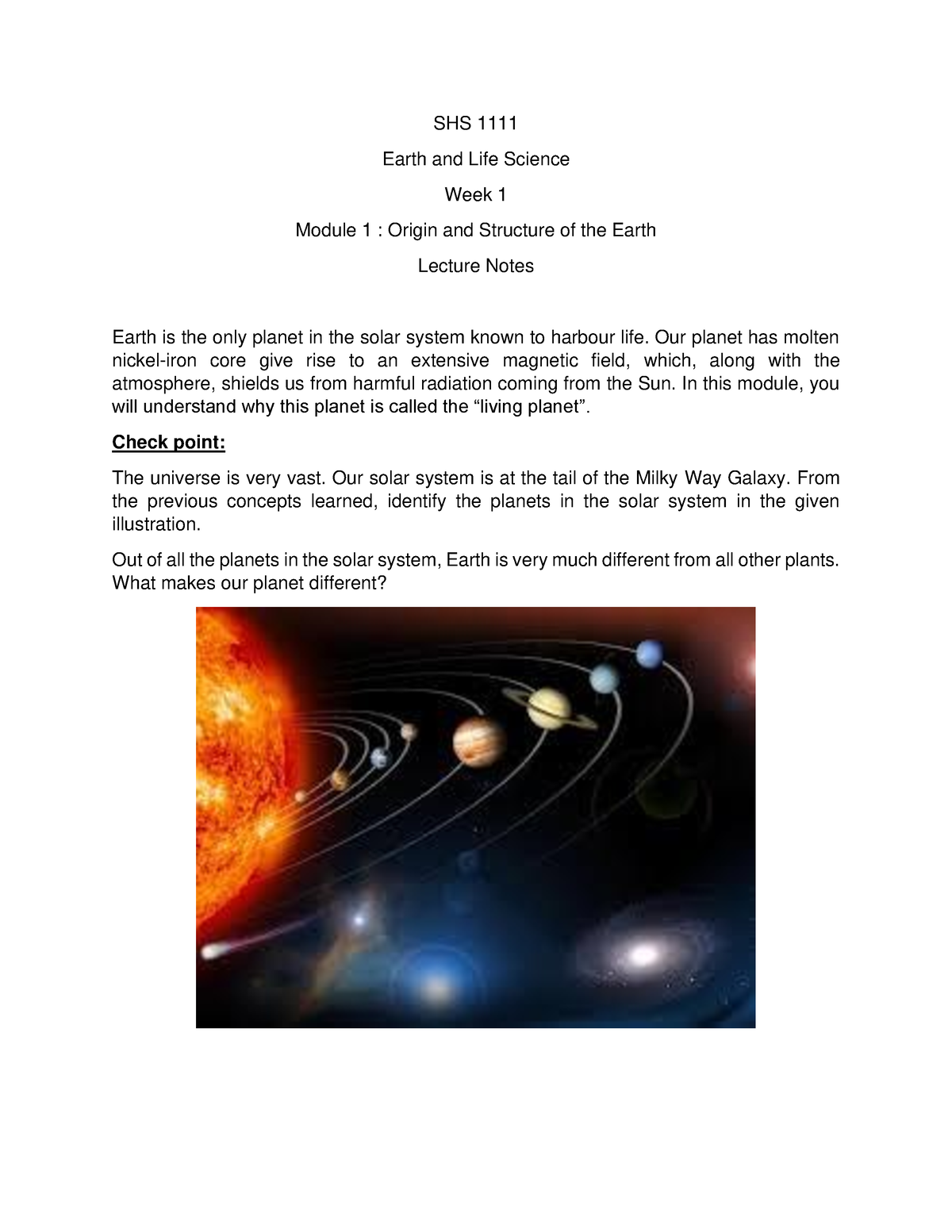 ELS Module 1 - Earth And Life Science Lecture Notes - SHS 1111 Earth ...