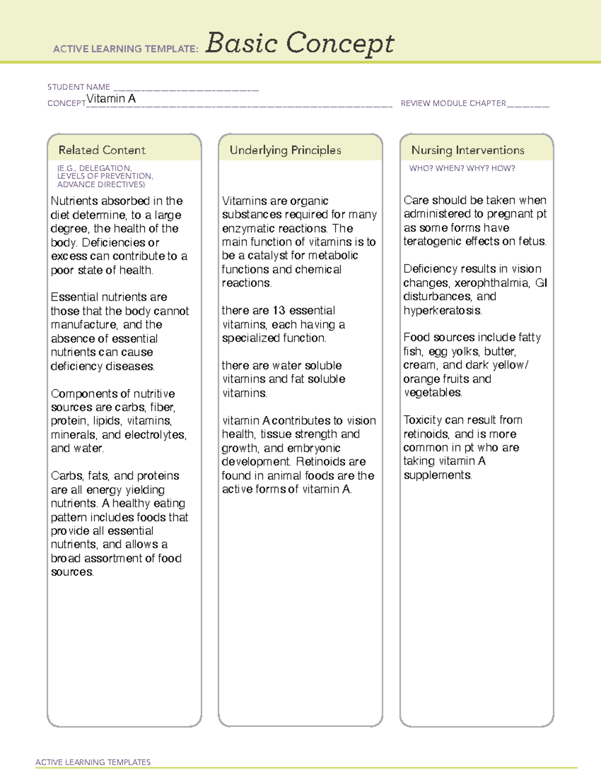 CMA template #7 - ACTIVE LEARNING TEMPLATES Basic Concept STUDENT NAME ...