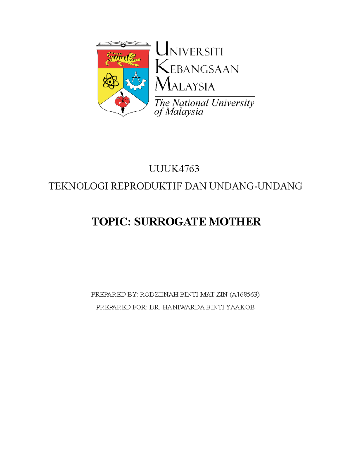 Surrogate Mother Family Law Uuuk 2073 Ukm Studocu