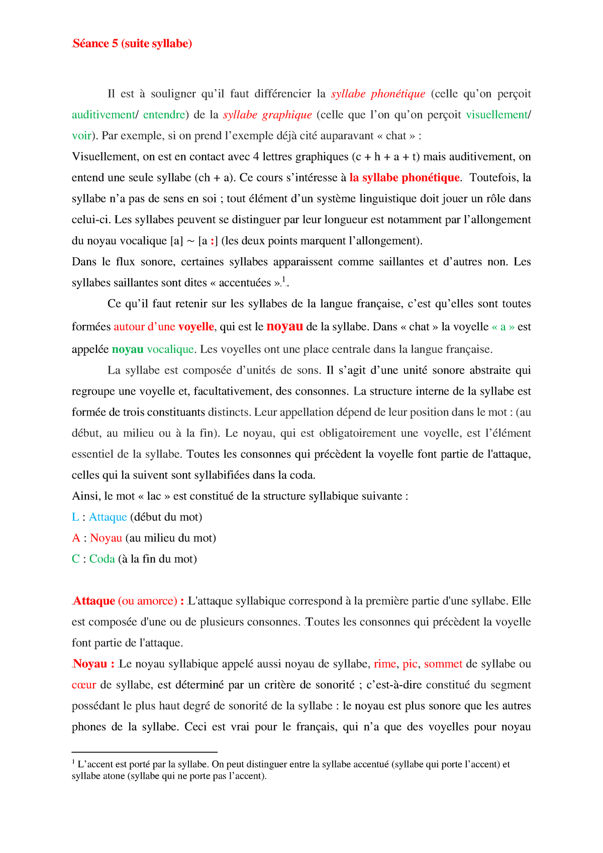 Phonétique S1 cours 5 - Rachida Bouali - 4TSéance 5 (suite syllabe) Il ...