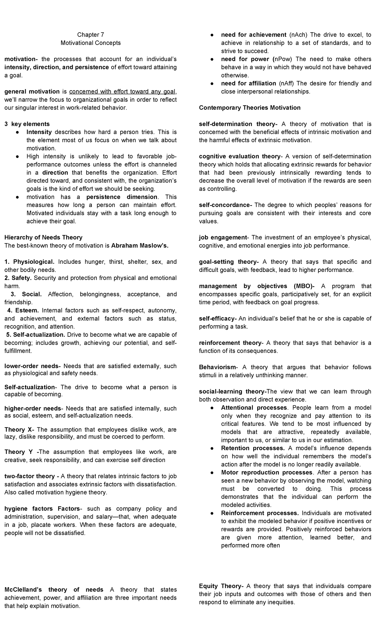 Chapter 7- Motivational Concepts - Chapter 7 Motivational Concepts 