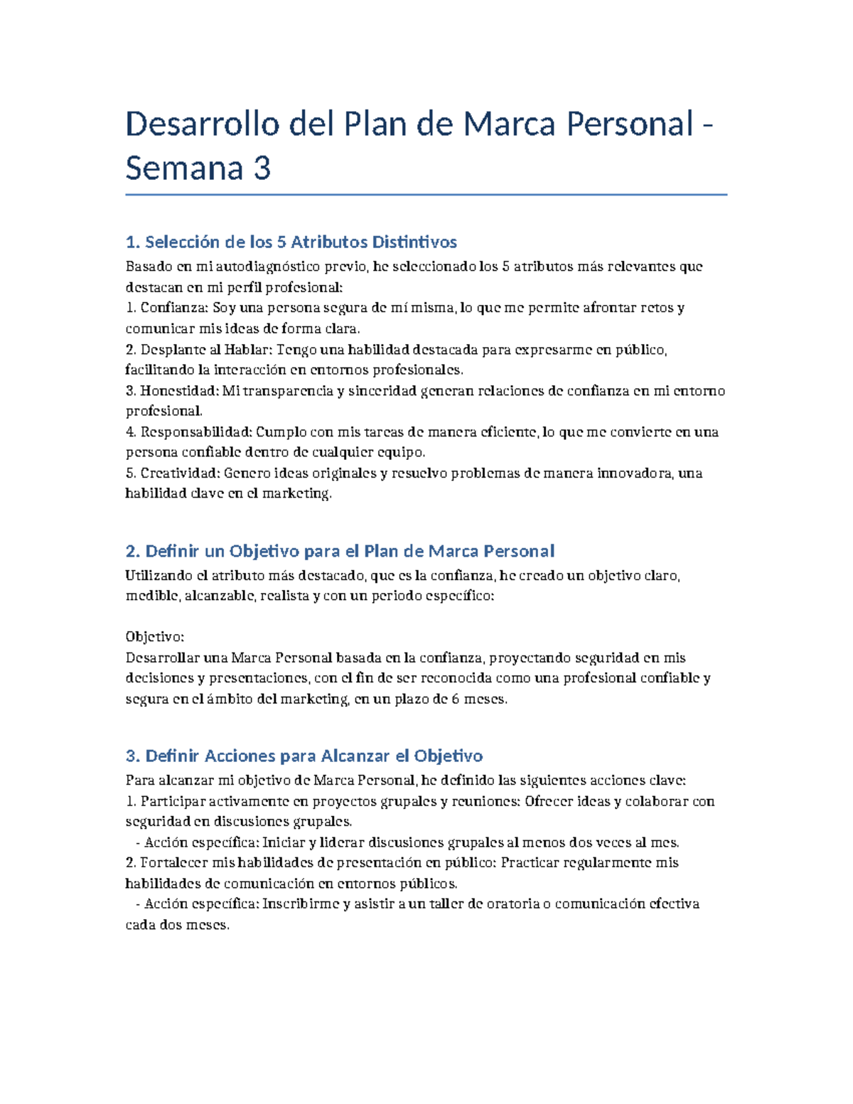 Desarrollo Plan Marca Personal - Desarrollo del Plan de Marca Personal ...