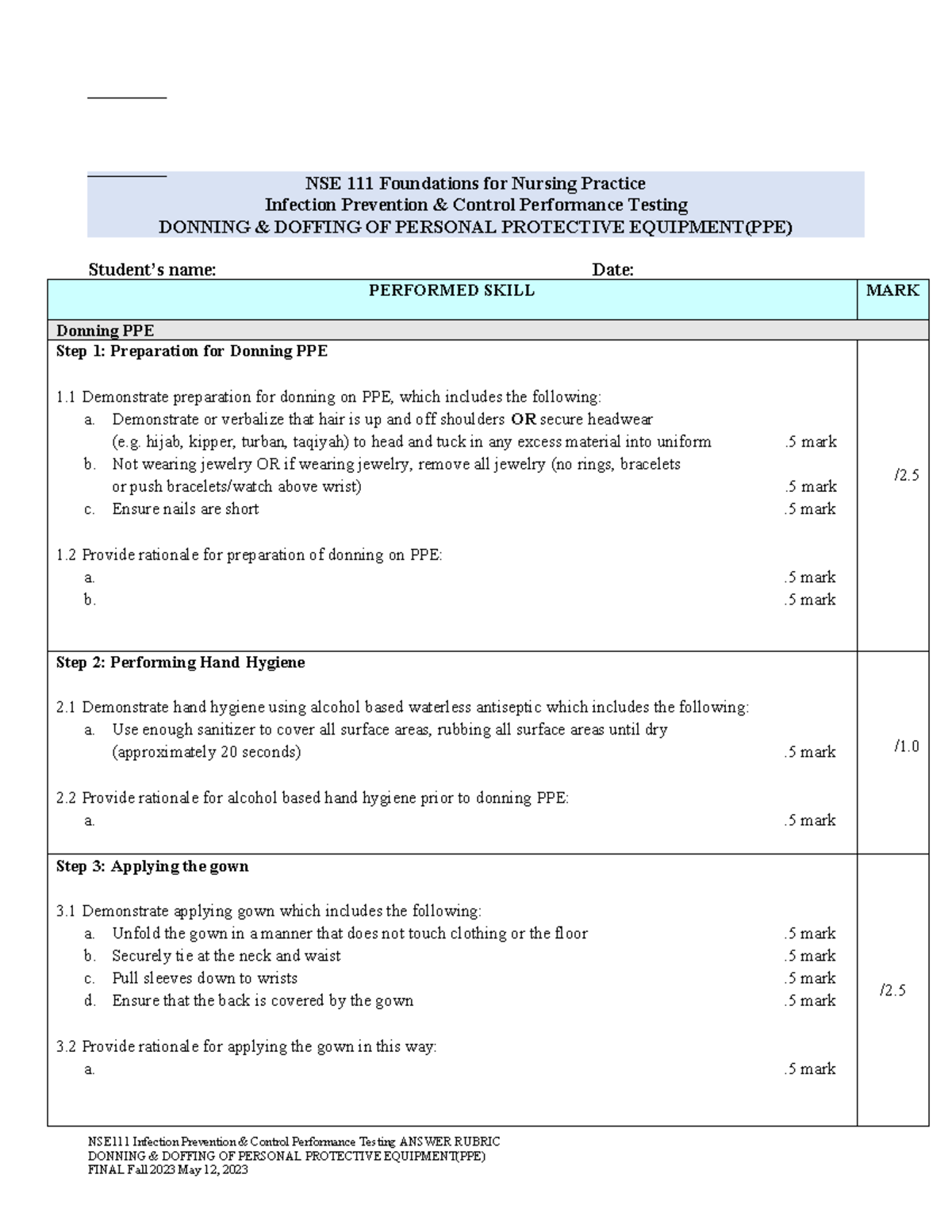 Student Version for Posting Final Infection Prevention Control