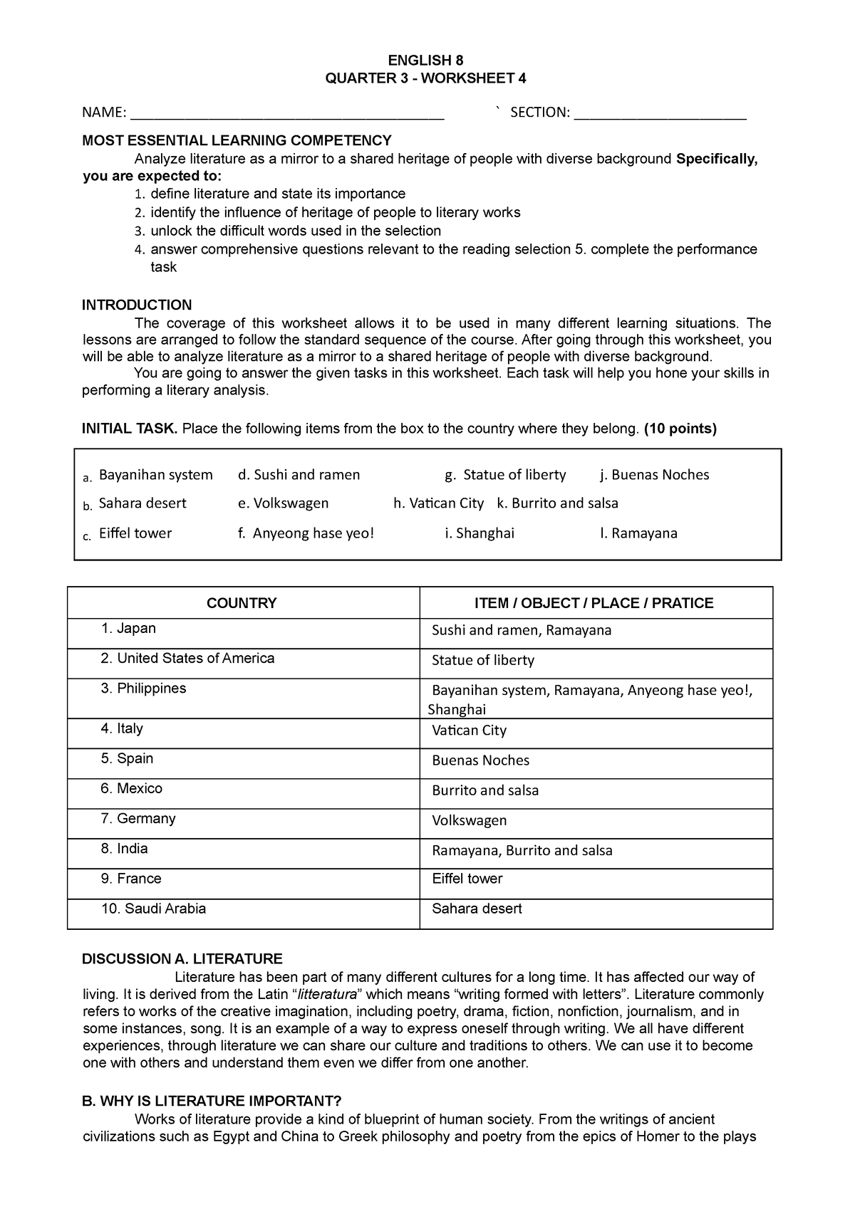 English 8 Q3-WS4 2021-2022 - ENGLISH 8 QUARTER 3 - WORKSHEET 4 NAME ...