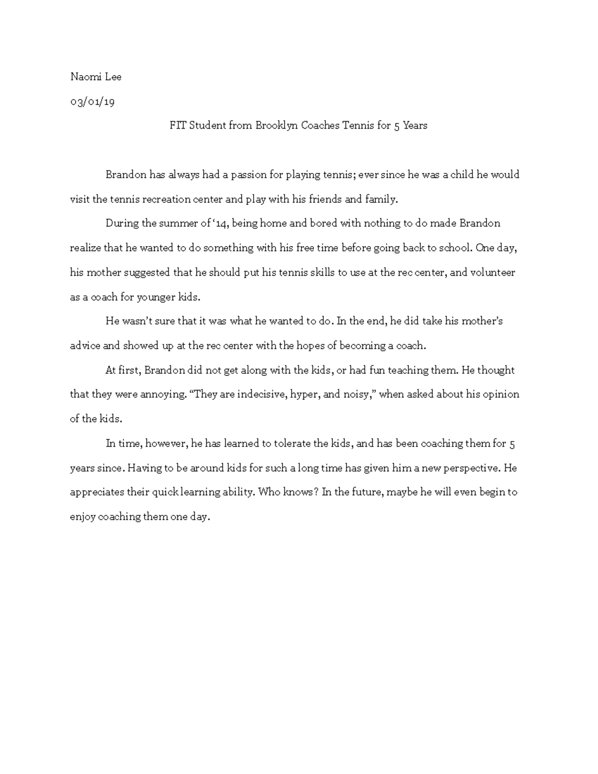 5 lede and 5 paragraphs - 5 lede format assignment Professor Joann ...