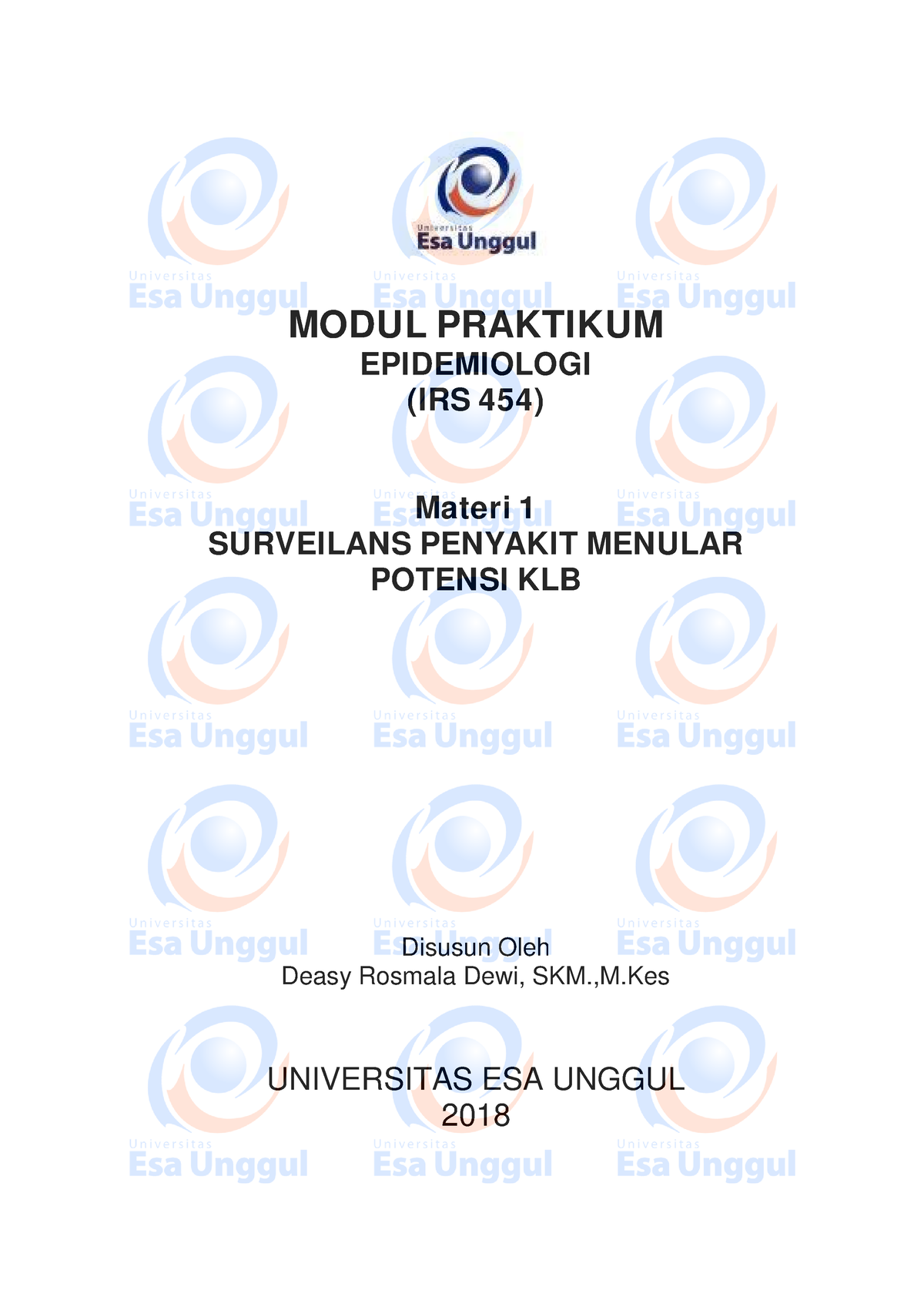 Modul Praktikum Epidemiologi (IRS 454) Materi 1 Surveilans Penyakit ...