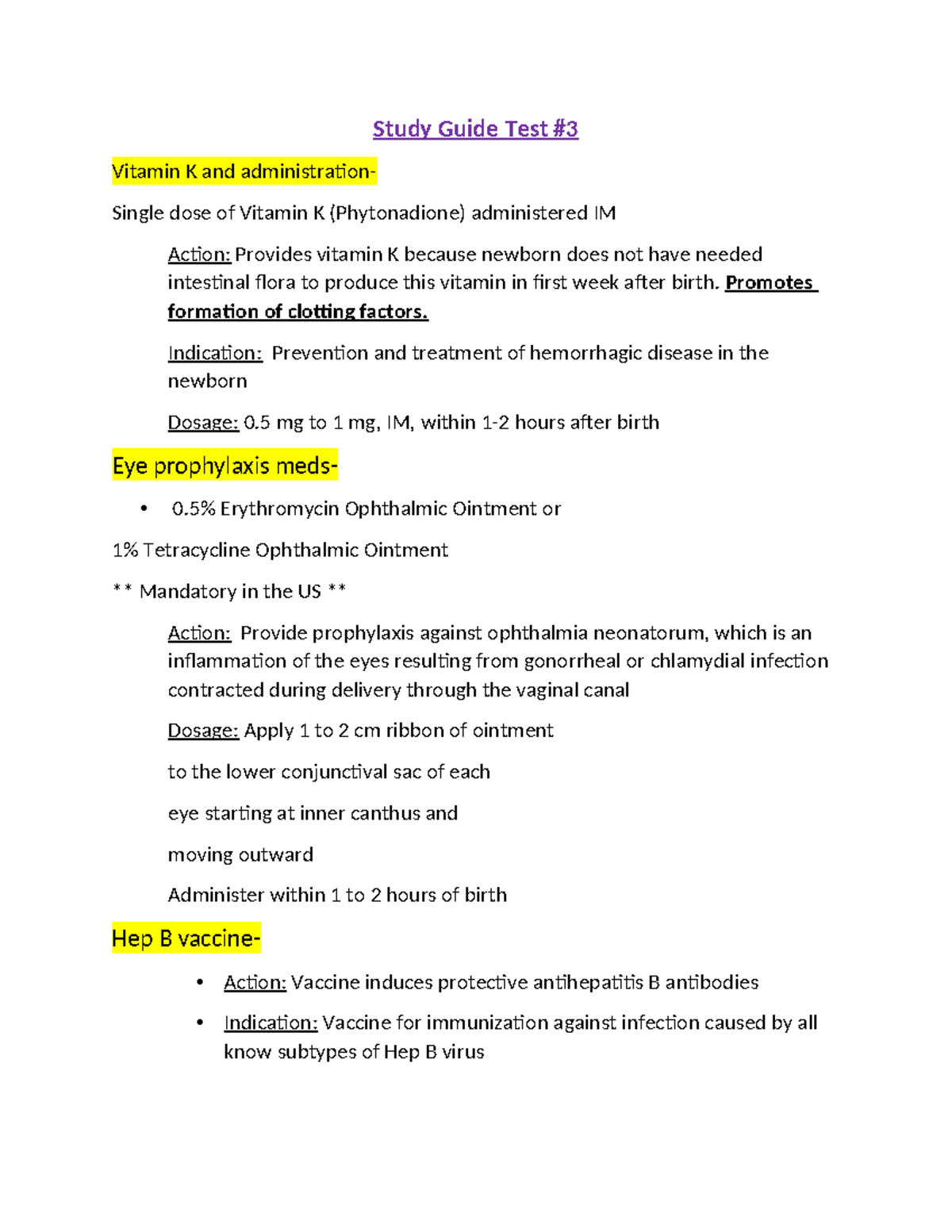 Pharm TEST 3 Studyguide - Study Guide Test Vitamin K and administration ...