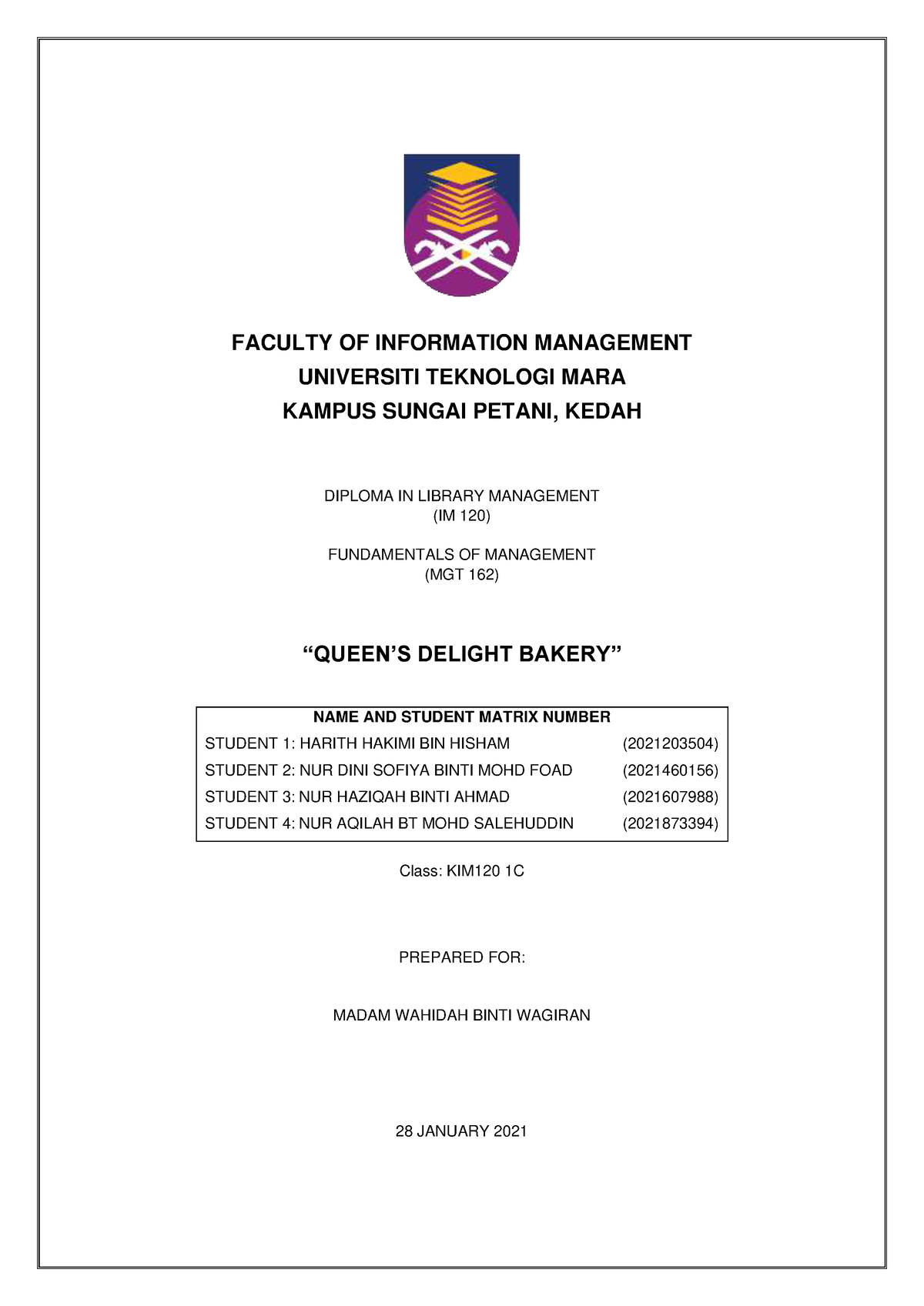 mgt 162 individual assignment uitm