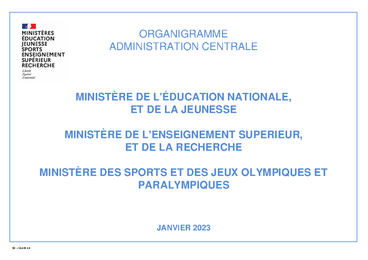 Organigramme Global Ducation Nationale Janvier 2023 69403 ...