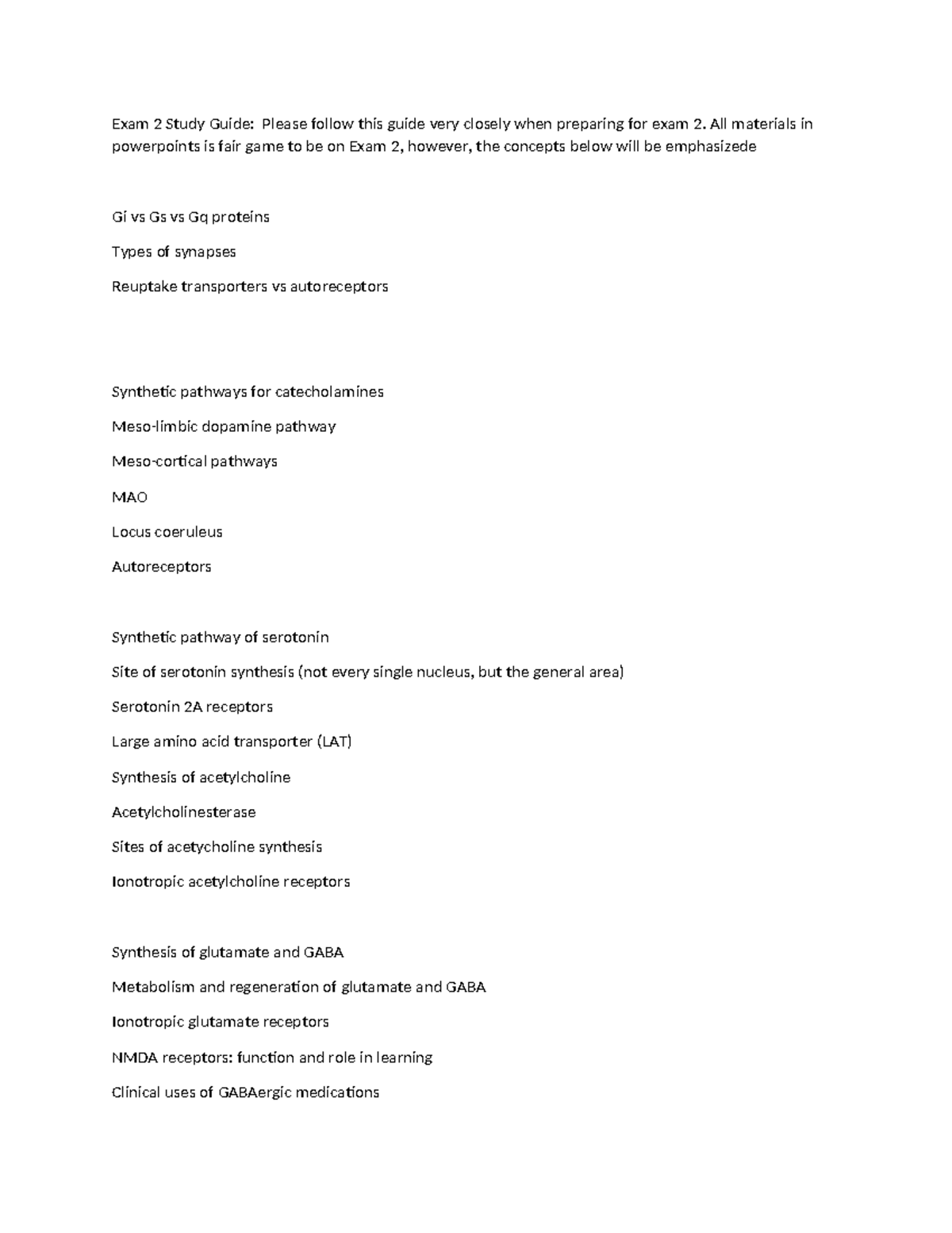 Exam 2 Study Guide - Exam 2 Study Guide: Please follow this guide very ...