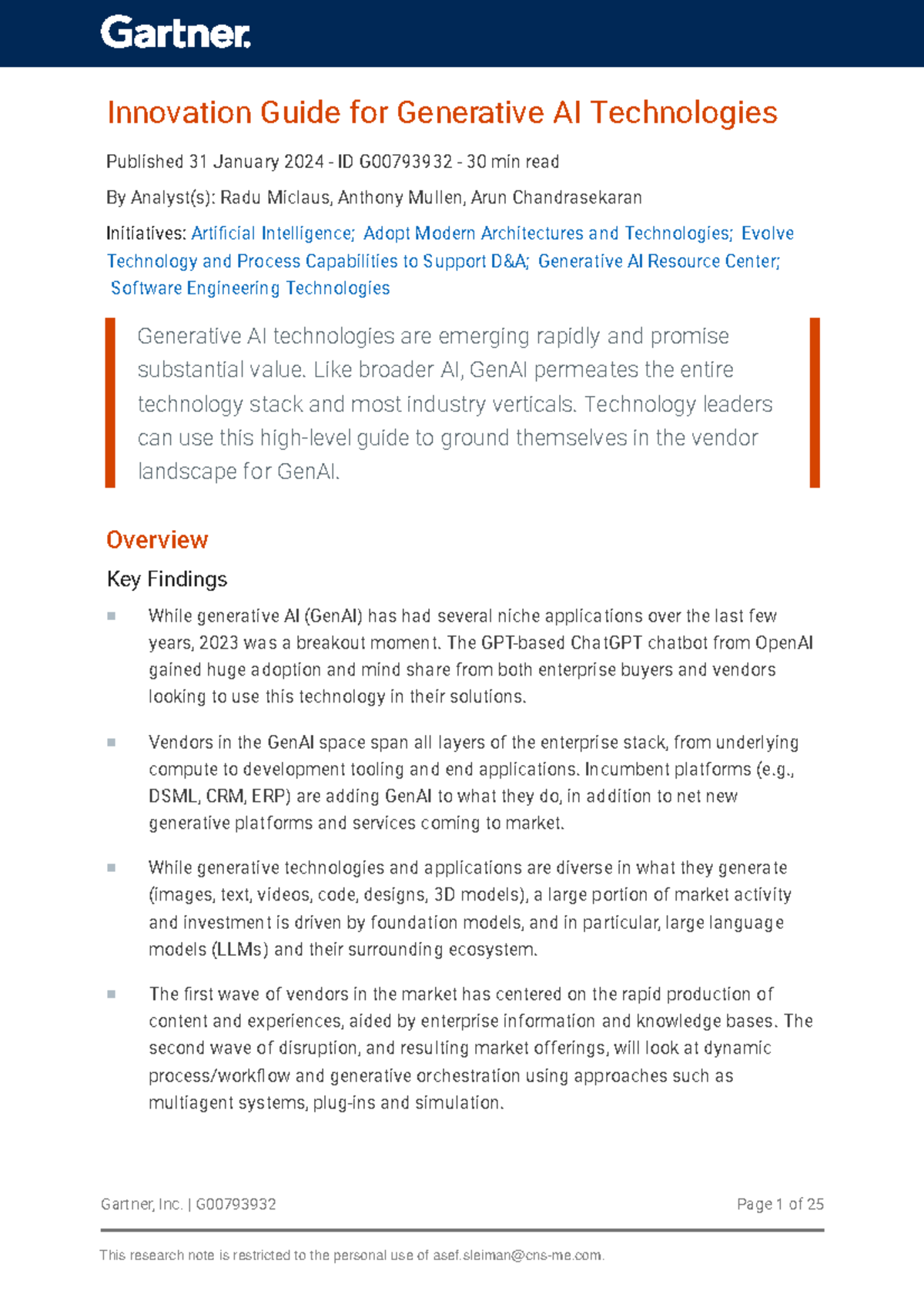 Generative AI Innovation Guide for 793932 ndx - Gartner, Inc ...