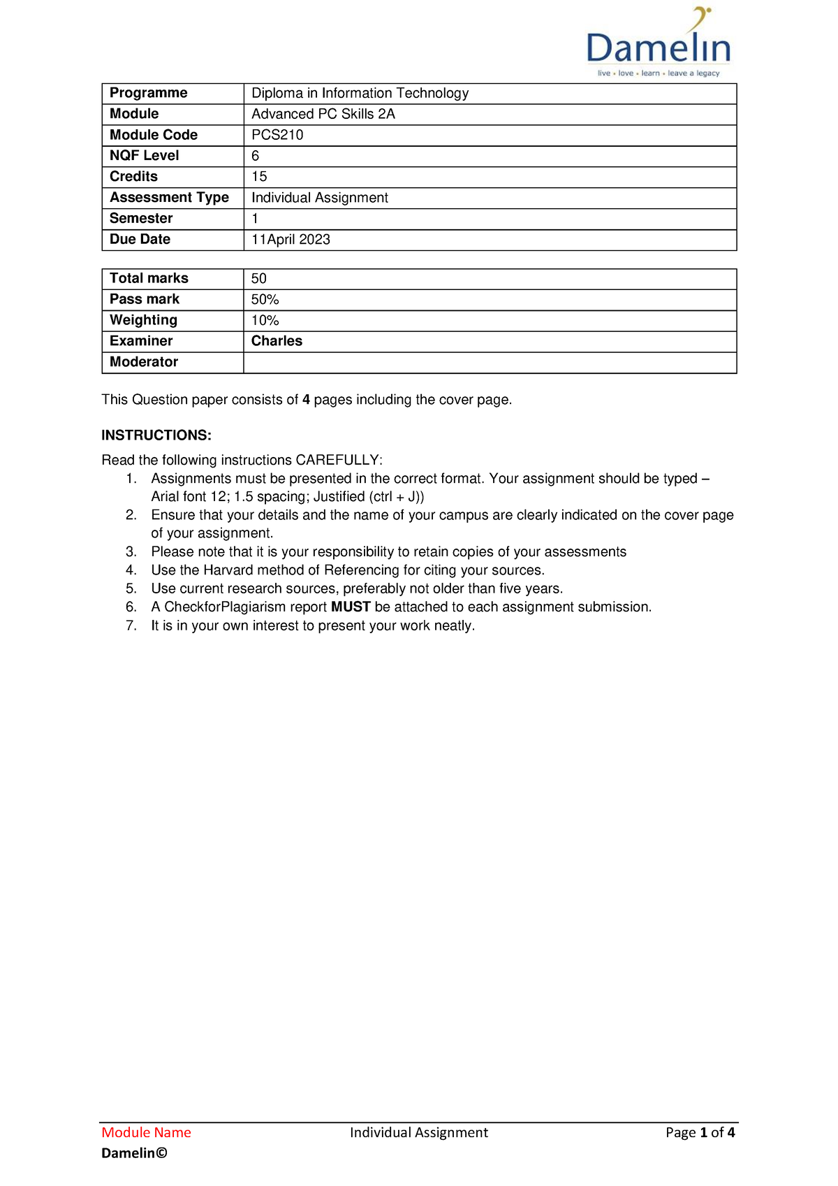 Advance PC Assignment - ... - Module Name Individual Assignment Page 1 ...