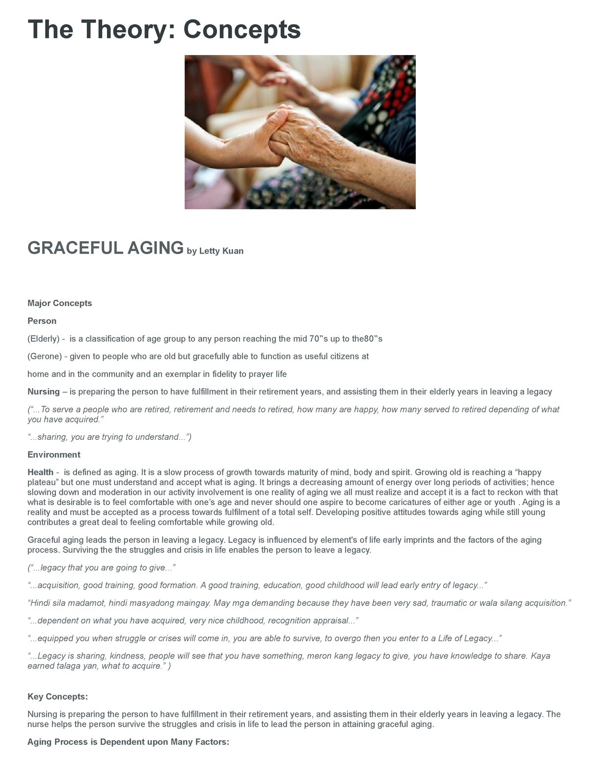 #26 Graceful Aging - Lecture Notes - The Theory: Concepts GRACEFUL ...