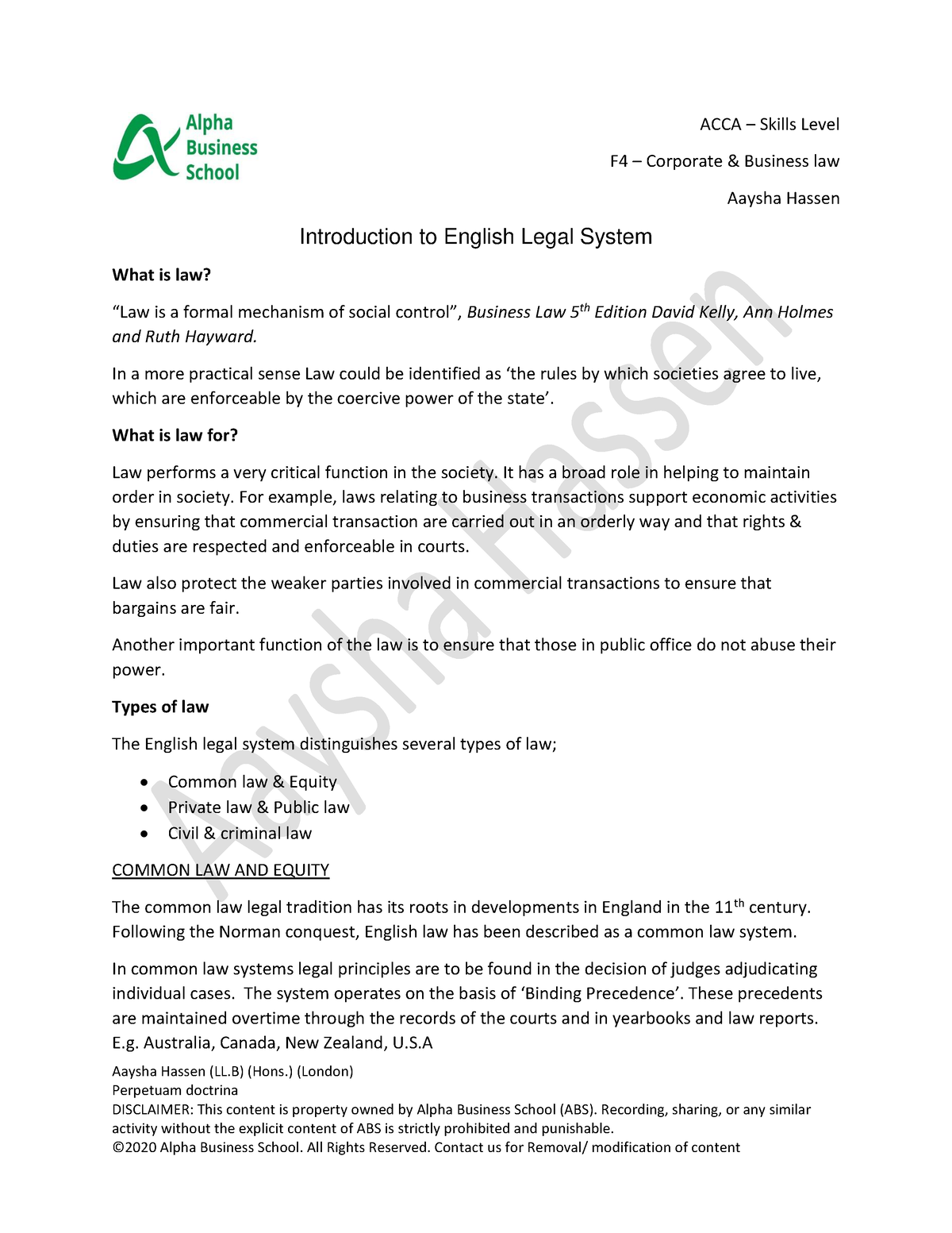 introduction-to-the-english-legal-system-chapter-1-aaysha-hassen-ll