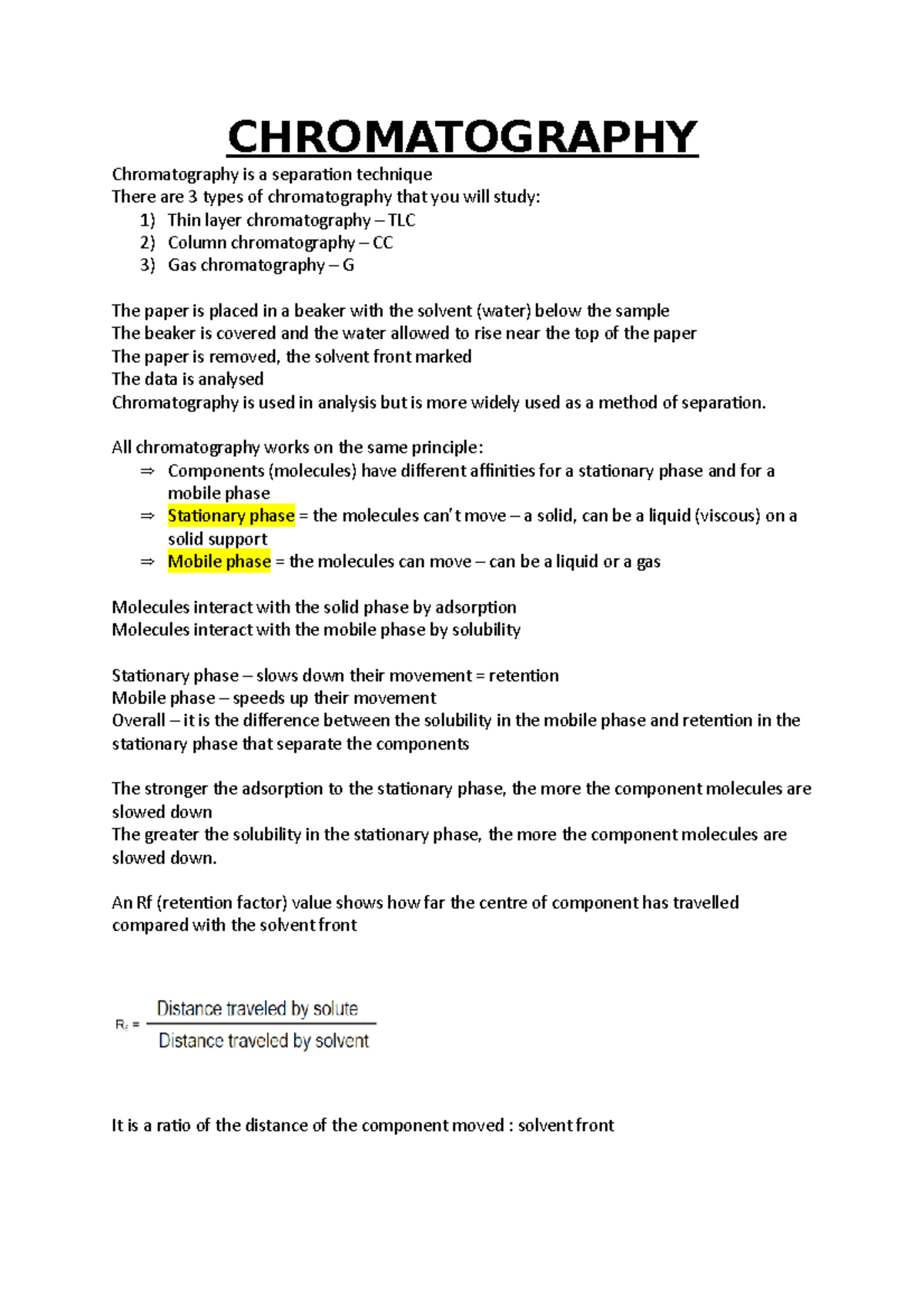 Chromatography - All chromatography works on the same principle ...