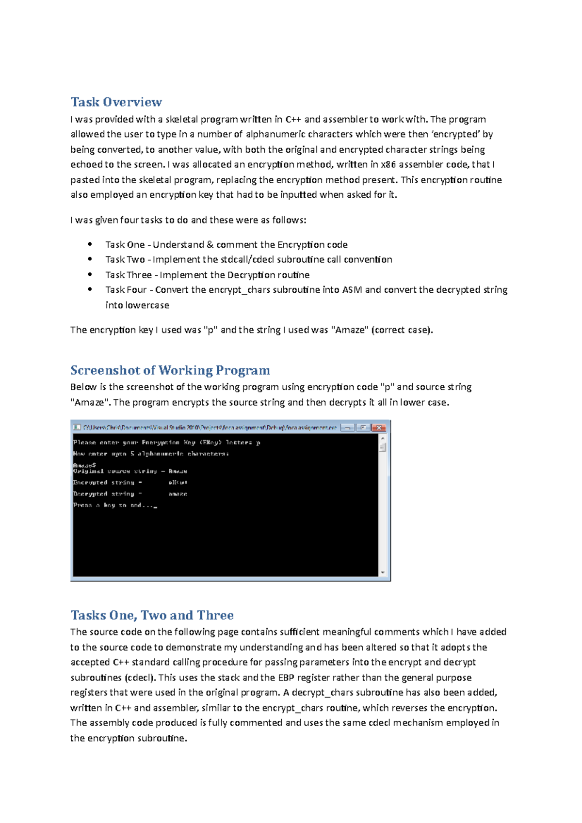 X86Assembler Assignment - Full worked out example - Task Overview I was ...