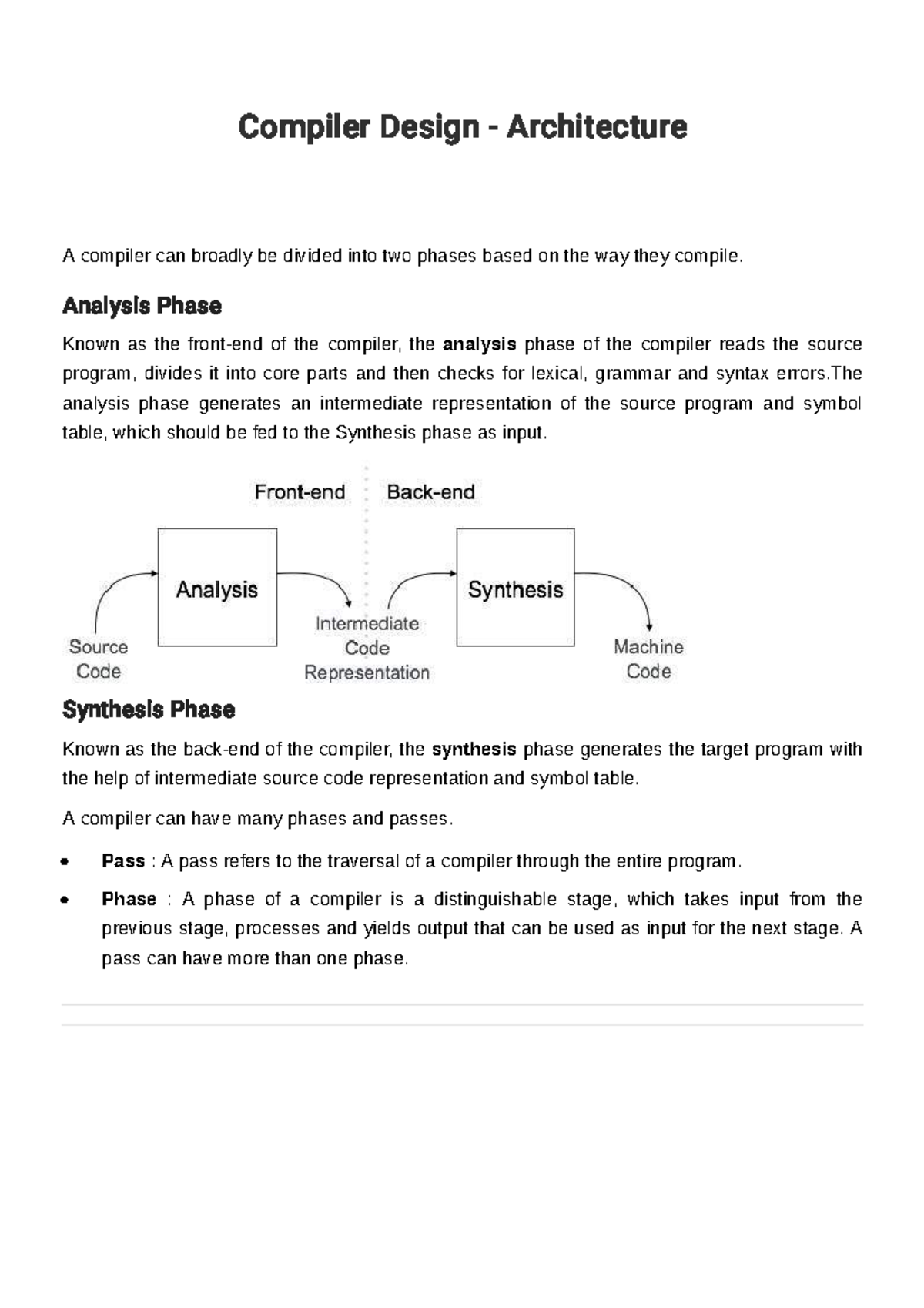 02Compiler Design - Architecture - Analysis Phase Known as the front ...