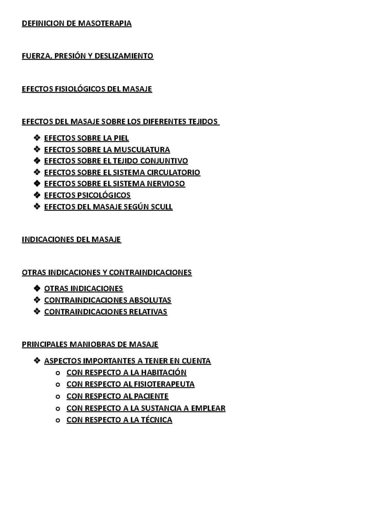 Contraindicaciones relativas del discount masaje