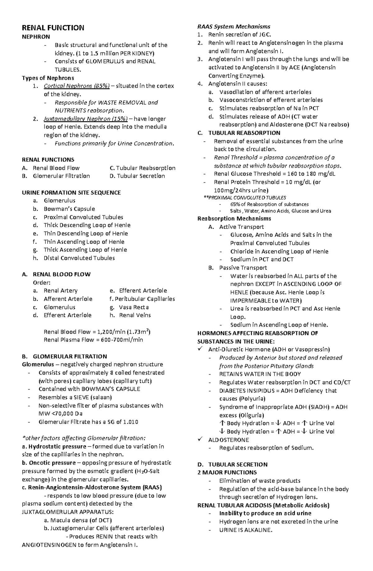 AUB F2 - review on AUBF, part 2 - RENAL FUNCTION NEPHRON Basic ...