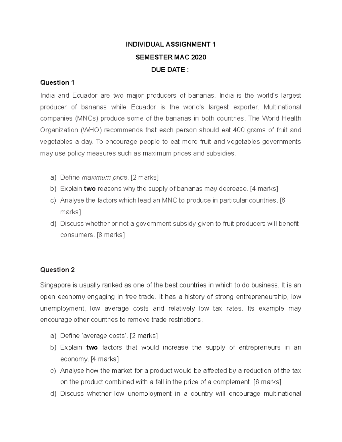 Individual Assignment 1MAC 2020 - INDIVIDUAL ASSIGNMENT 1 SEMESTER MAC ...
